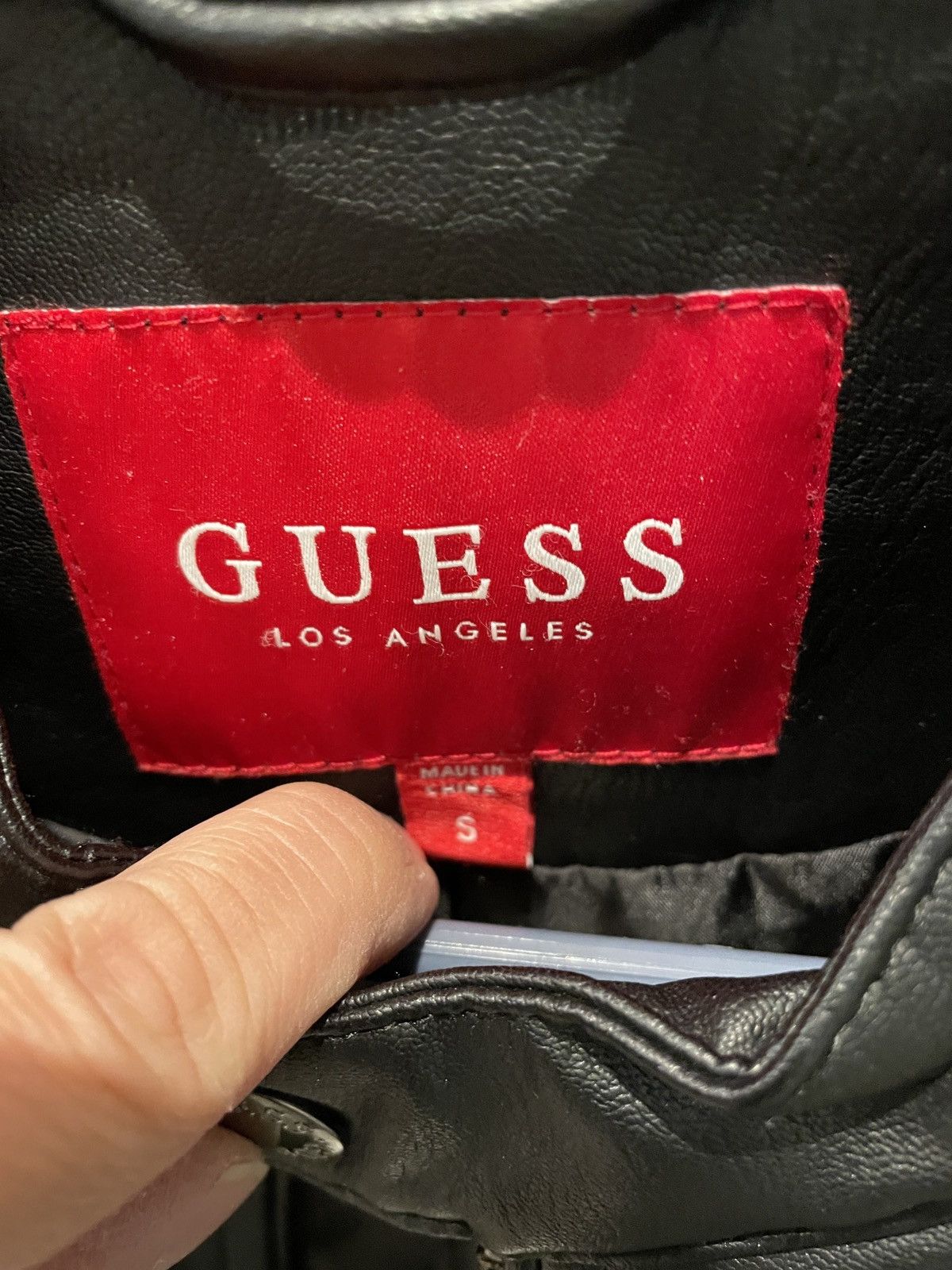 Guess Men’s black leather jacket with detachable hood Size US S / EU 44-46 / 1 - 6 Thumbnail
