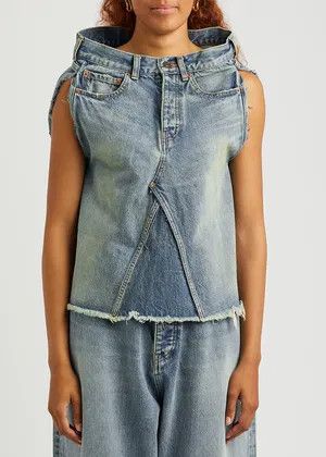 Balenciaga o1y0625 Denim Top in Blue Size S / US 4 / IT 40 - 3 Thumbnail
