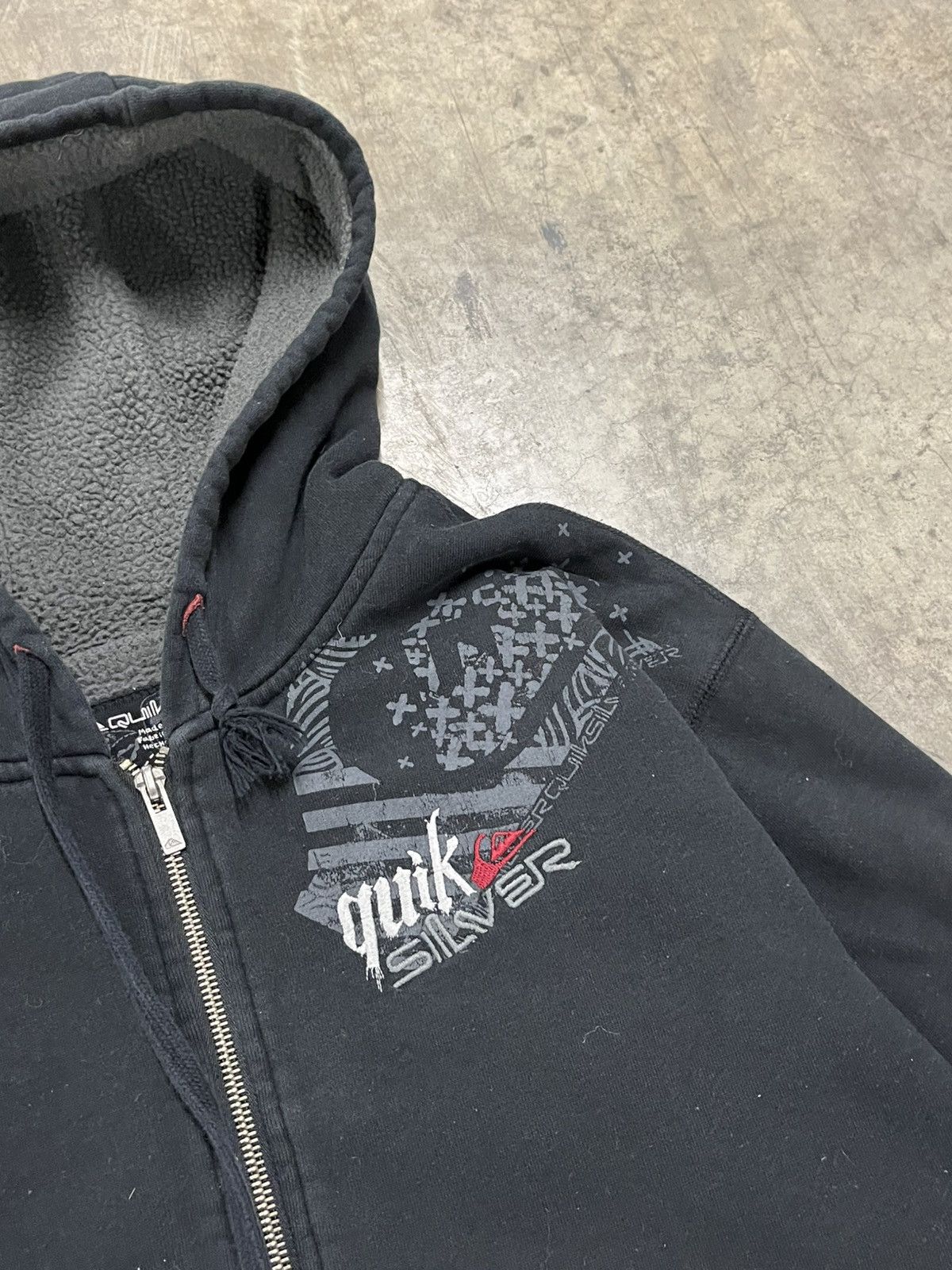Quiksilver × Vintage Quicksilver y2k Sherpa lined zip up hoodie skater streetwear Size US L / EU 52-54 / 3 - 5 Thumbnail