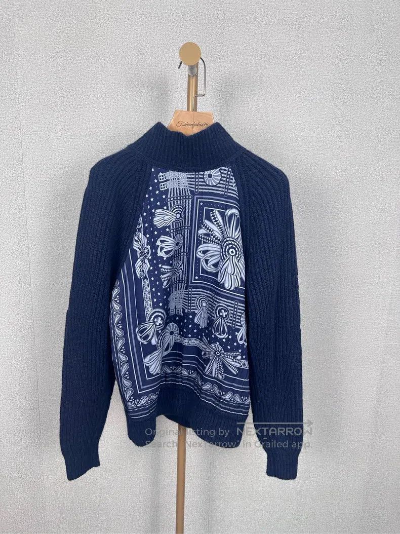 Hermes Hermes Navy blue printed sweater Size XXS / US 00 / IT 34 - 1 Thumbnail