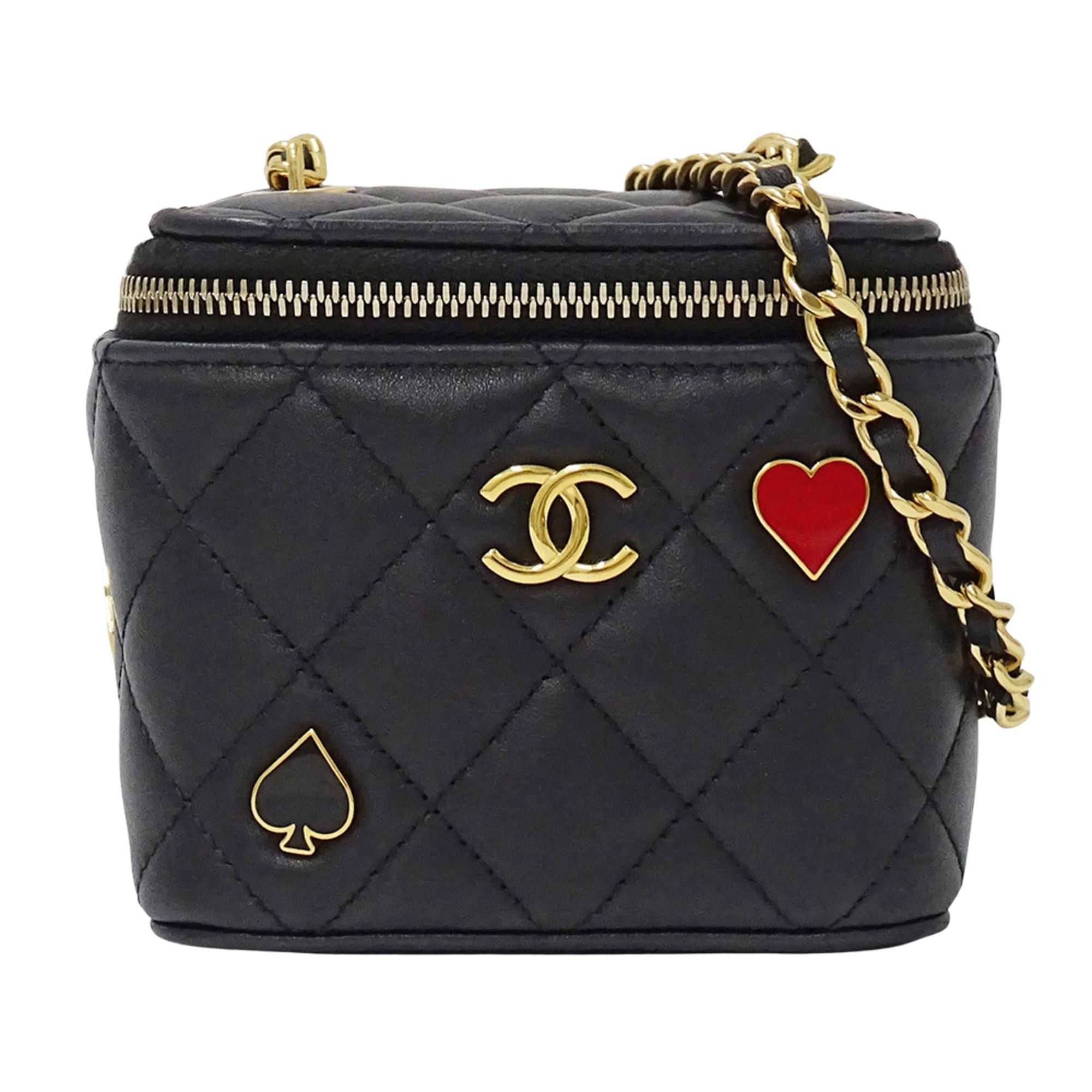 Chanel Chanel Matelassé handbag for women, brand shoulder bag, lambskin, black, gold hardware, black chain shoulder, vanity case, playing card suit. Size ONE SIZE - 1 Thumbnail