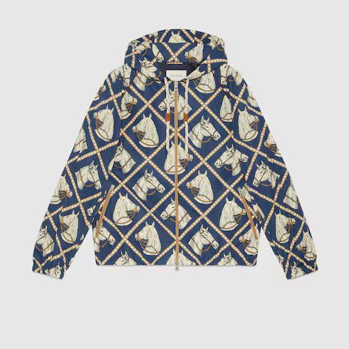 Gucci o1mt1gz0725 Equestrian Print Hooded Jacket in Multicolor Size US L / EU 52-54 / 3 - 1 Thumbnail