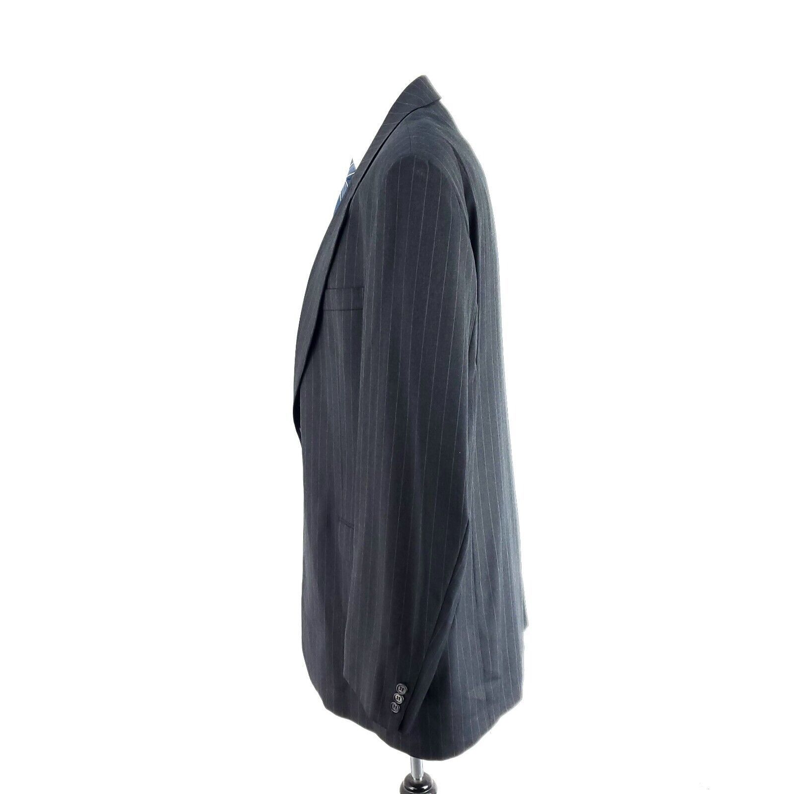 Jack Victor Jack Victor King Ct Wool 2 Button Suit Jacket 46L Gray Strip Size 46L - 4 Thumbnail