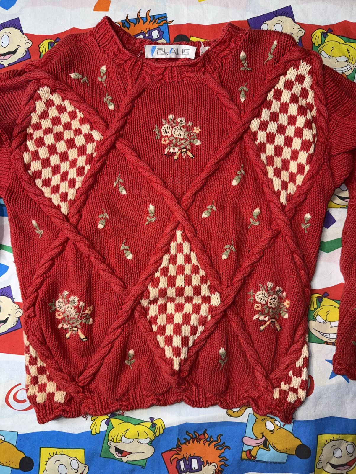 Other Vintage Knitwear Woven Floral Embroidered Heavy Sweater Size L / US 10 / IT 46 - 2 Thumbnail