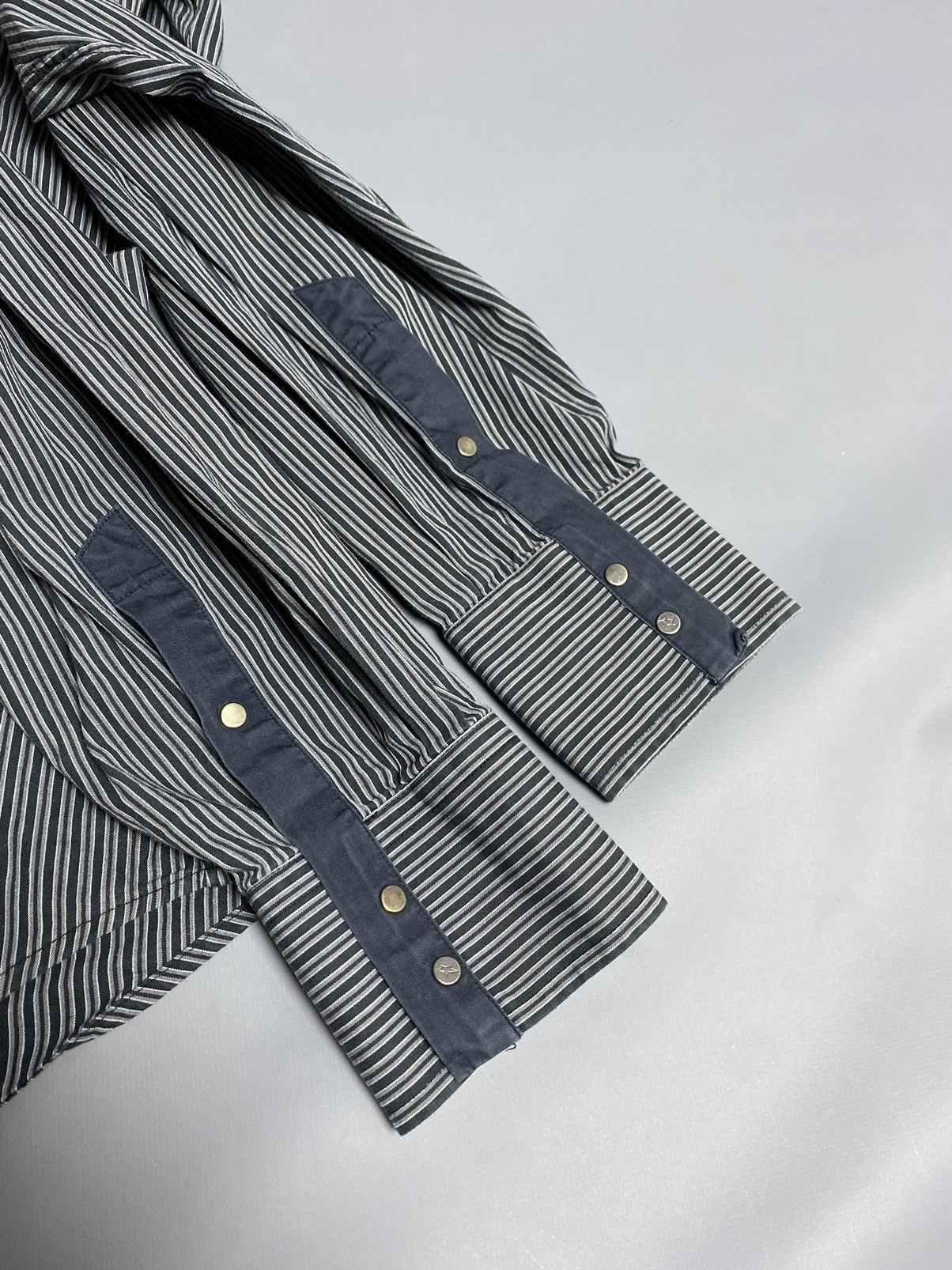 Thierry Mugler Vintage Thierry Mugler Striped Slim Snap Button Shirt Sz 40 Size US M / EU 48-50 / 2 - 12 Thumbnail