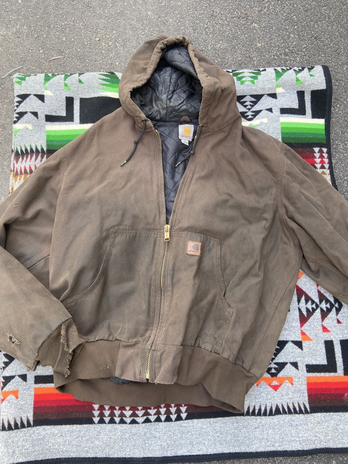 Carhartt Carhartt Duck Washed Quilt Lined Work Jacket* mens Large Reg Size US L / EU 52-54 / 3 - 2 Thumbnail