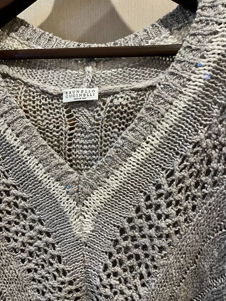 Brunello Cucinelli Brunello Cucinelli 23 Beaded Openwork Knitted Vest Size M / US 6-8 / IT 42-44 - 7 Thumbnail