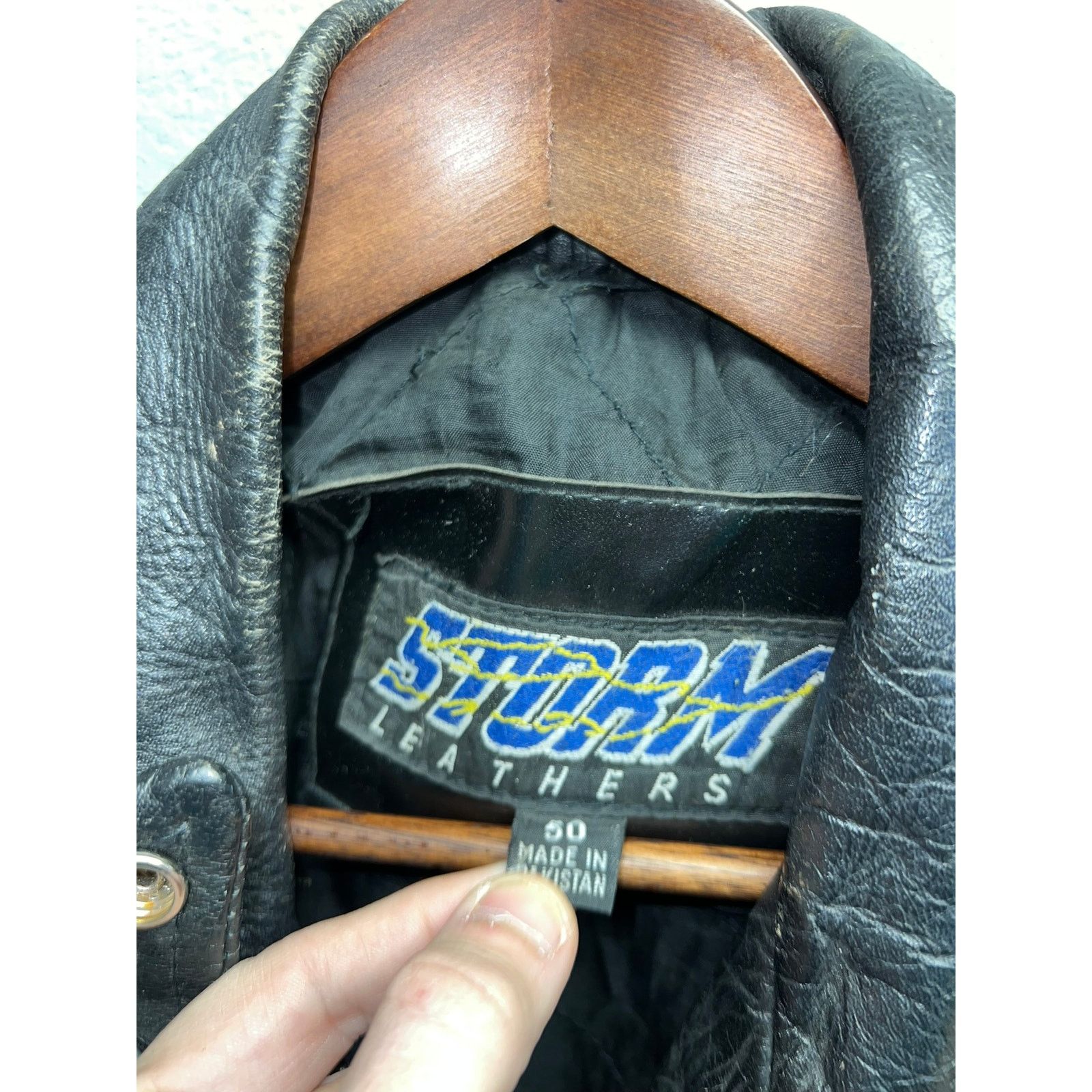 Vintage Vintage Storm Leathers Jacket Full Zip Leather Gear Large Size US L / EU 52-54 / 3 - 11 Thumbnail