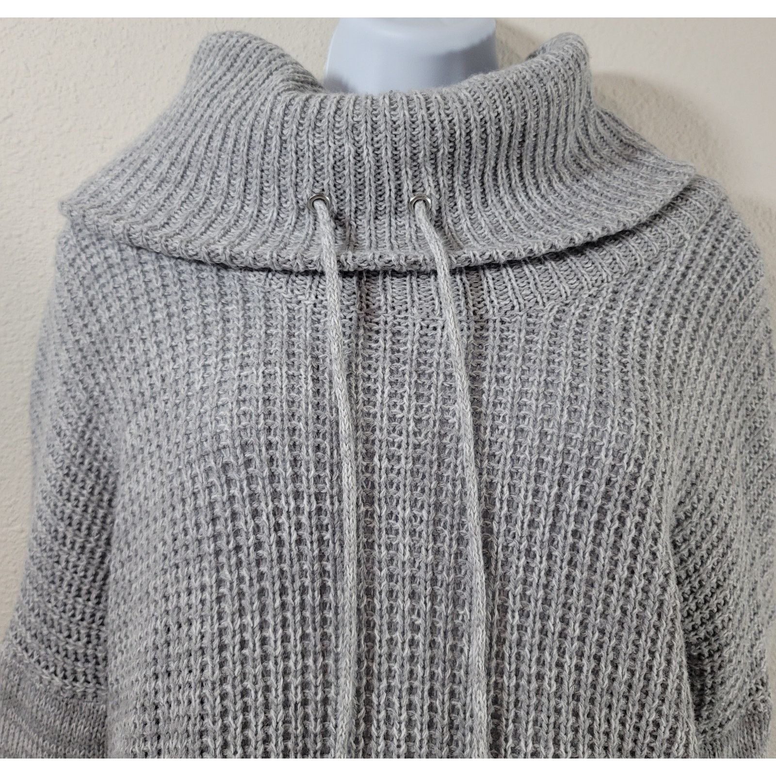Other Planet Gold Gray Waffle Knit Drawstring Cowl Neck Sweater L Size L / US 10 / IT 46 - 5 Thumbnail