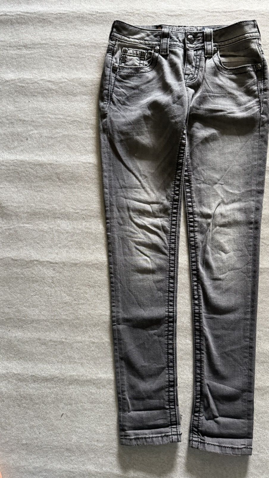 Miss Me Miss Me Embellished Wing Pocket Embroidery Denim Grey Size 26" / US 2 / IT 38 - 6 Thumbnail