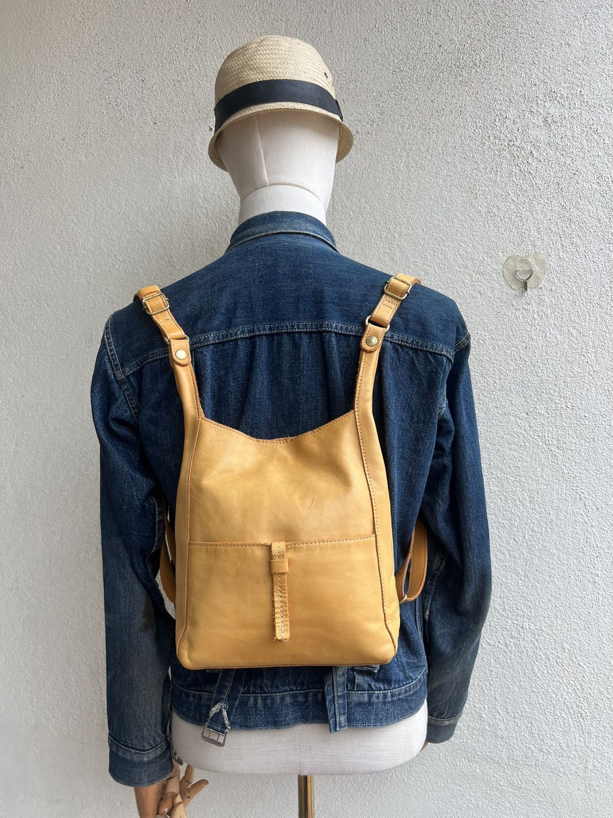 Leather Kissora Japan Fade Patina Leather Mini Backpack Bag Rucksack Size ONE SIZE - 3 Thumbnail