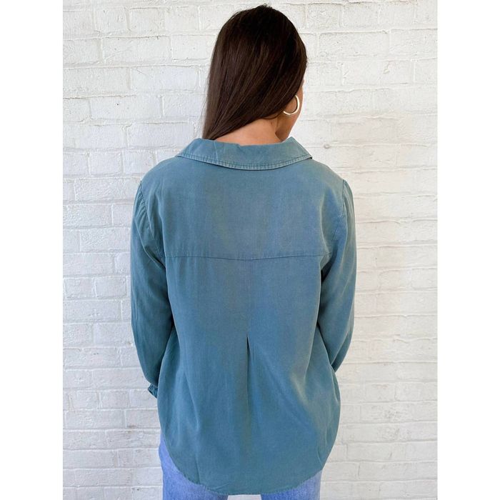 Designer POL Working Day Blouse In Teal | Grailed