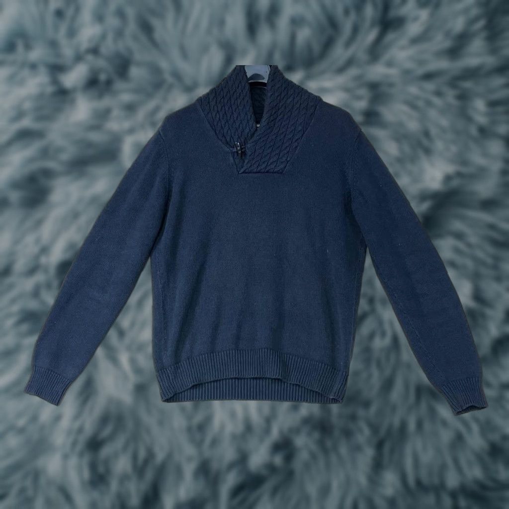 Massimo Dutti Mossimo Dutti Pullover Sweater Knit Neck Shawl L Charcoal Gray Cotton Cashmere Men Regular Knit Style Preppy Size US L / EU 52-54 / 3 - 1 Thumbnail