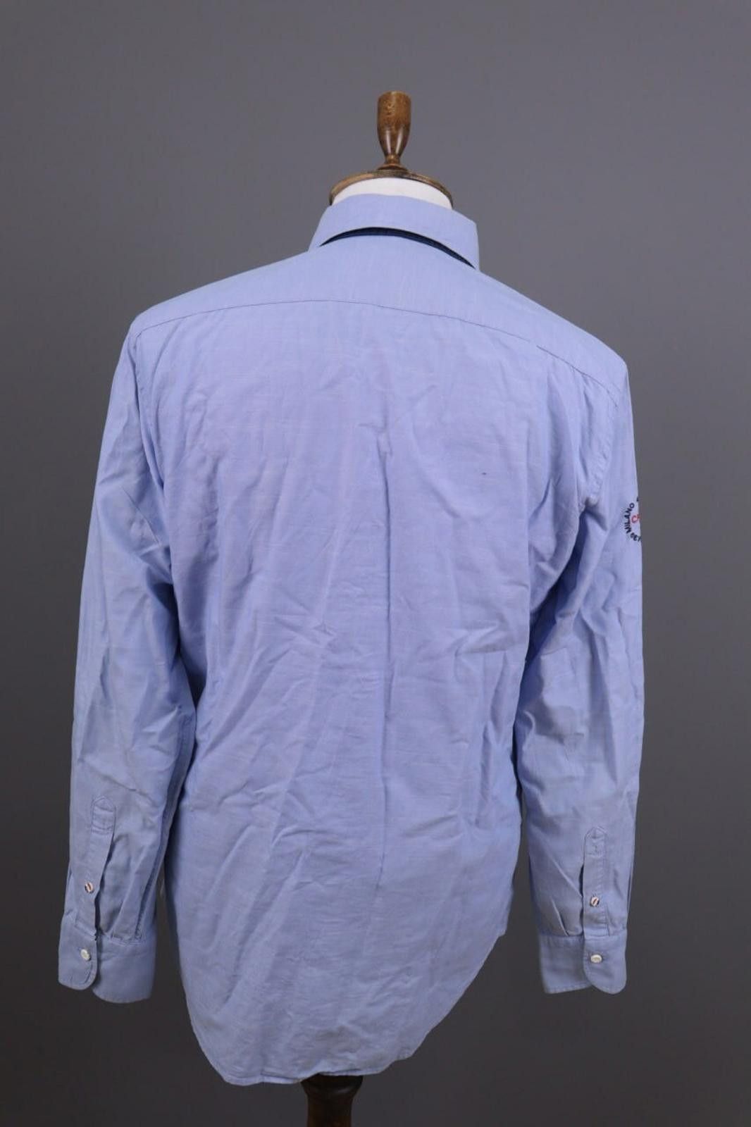 Designer Boggi Milano Blue Flag Long Sleeve Button Down Shirt Size 39 Size US M / EU 48-50 / 2 - 9 Thumbnail