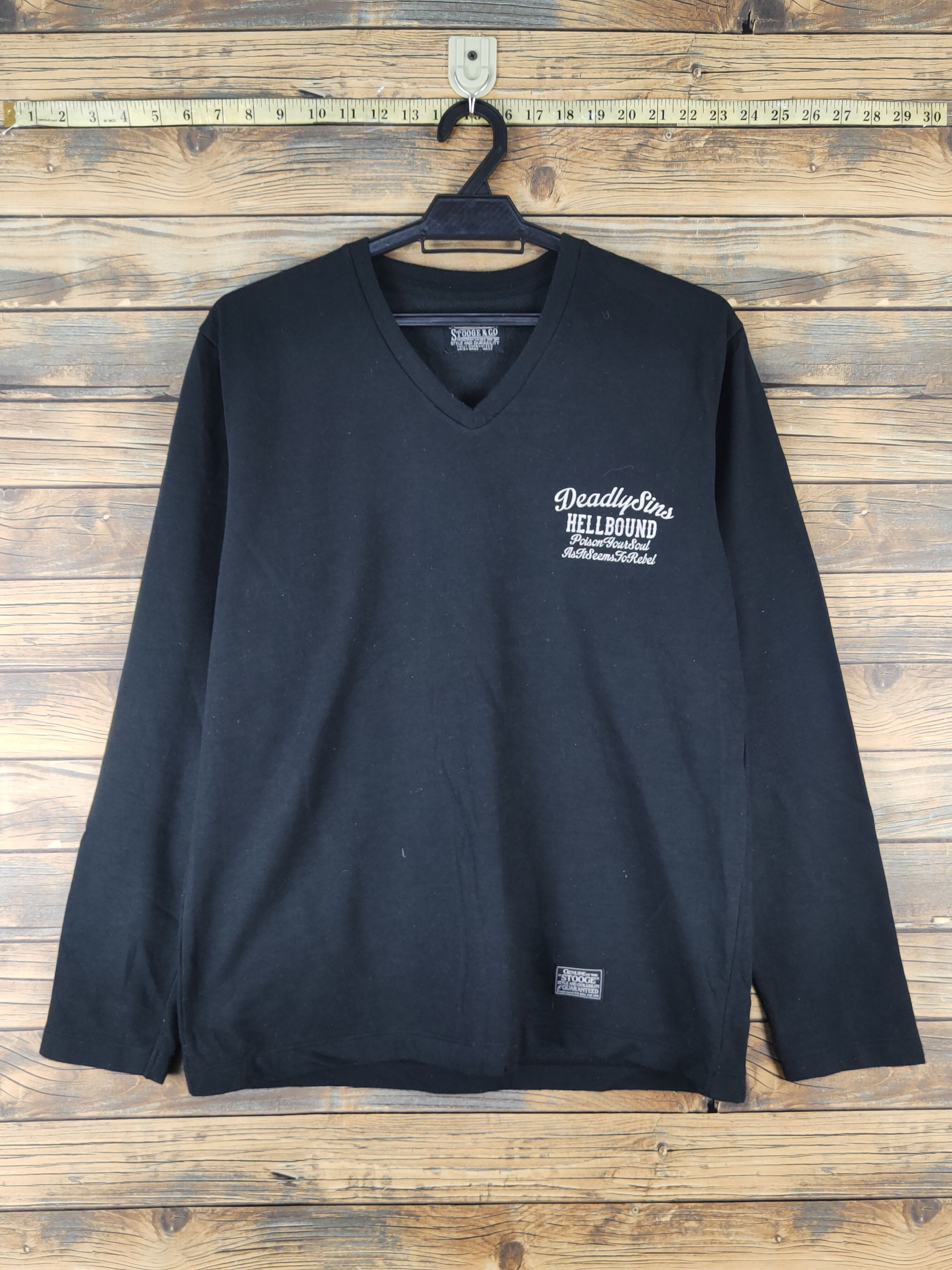 Japanese Brand × Vintage Stooge&co skulk Black vintage shirts #W1375 Size US M / EU 48-50 / 2 - 1 Thumbnail