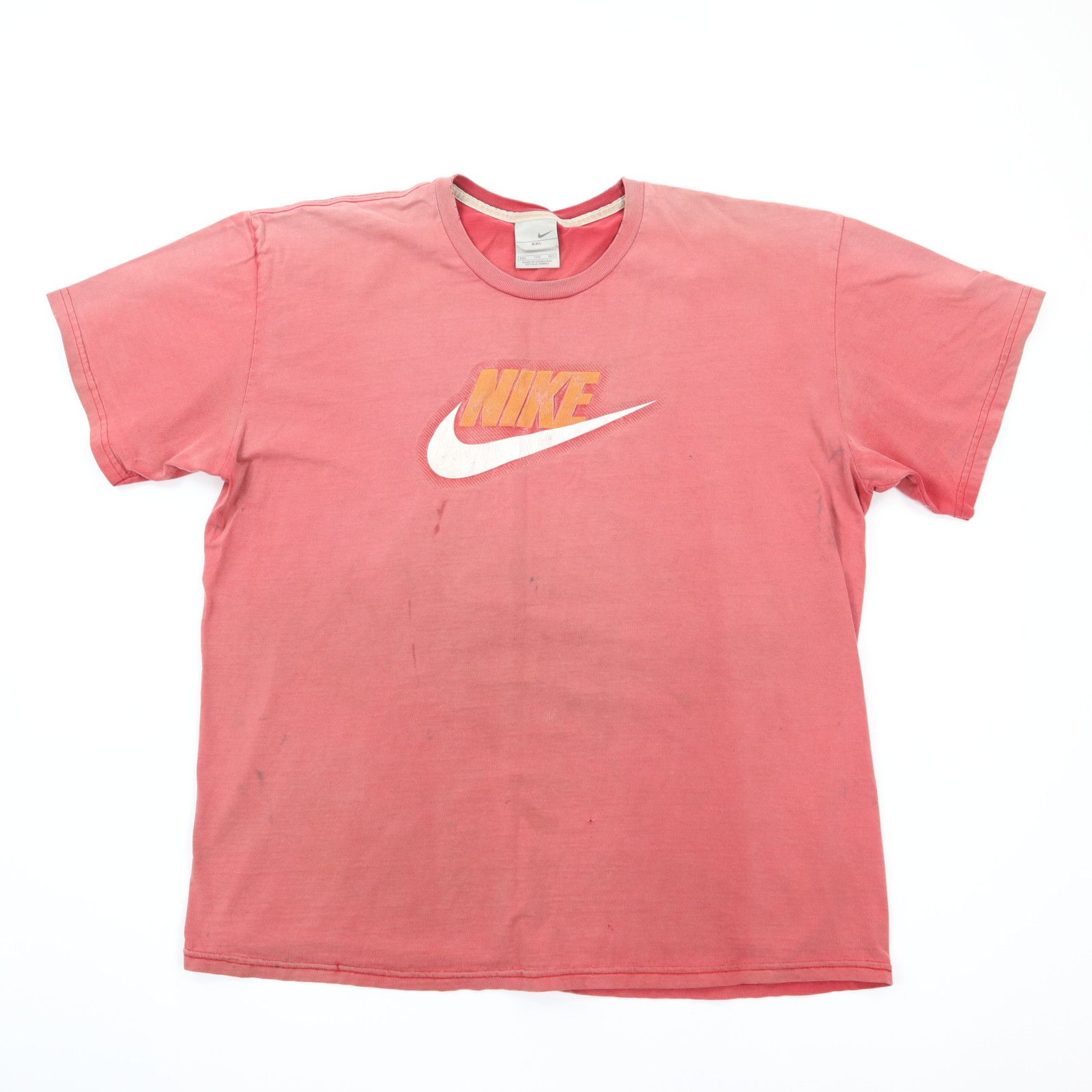 image of Vintage Y2K Nike Big Swoosh Logo T-Shirt Sun Faded Red, Men's (Size 2XL)