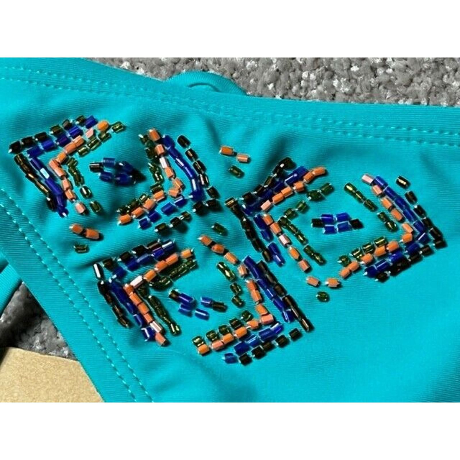 Other Hobie Bikini Swim Bottom Womens L Beaded Stretch Lined Blue Size L / US 10 / IT 46 - 3 Thumbnail