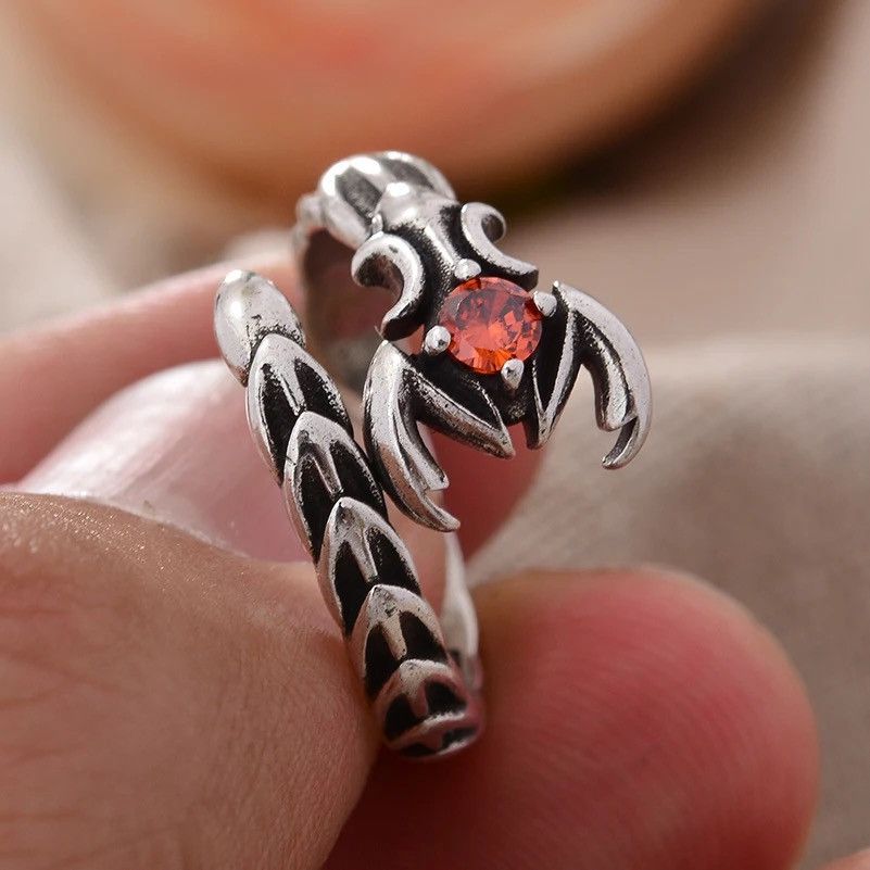 Jewelry Retro Scorpion Crystal Ring Size ONE SIZE - 1 Thumbnail