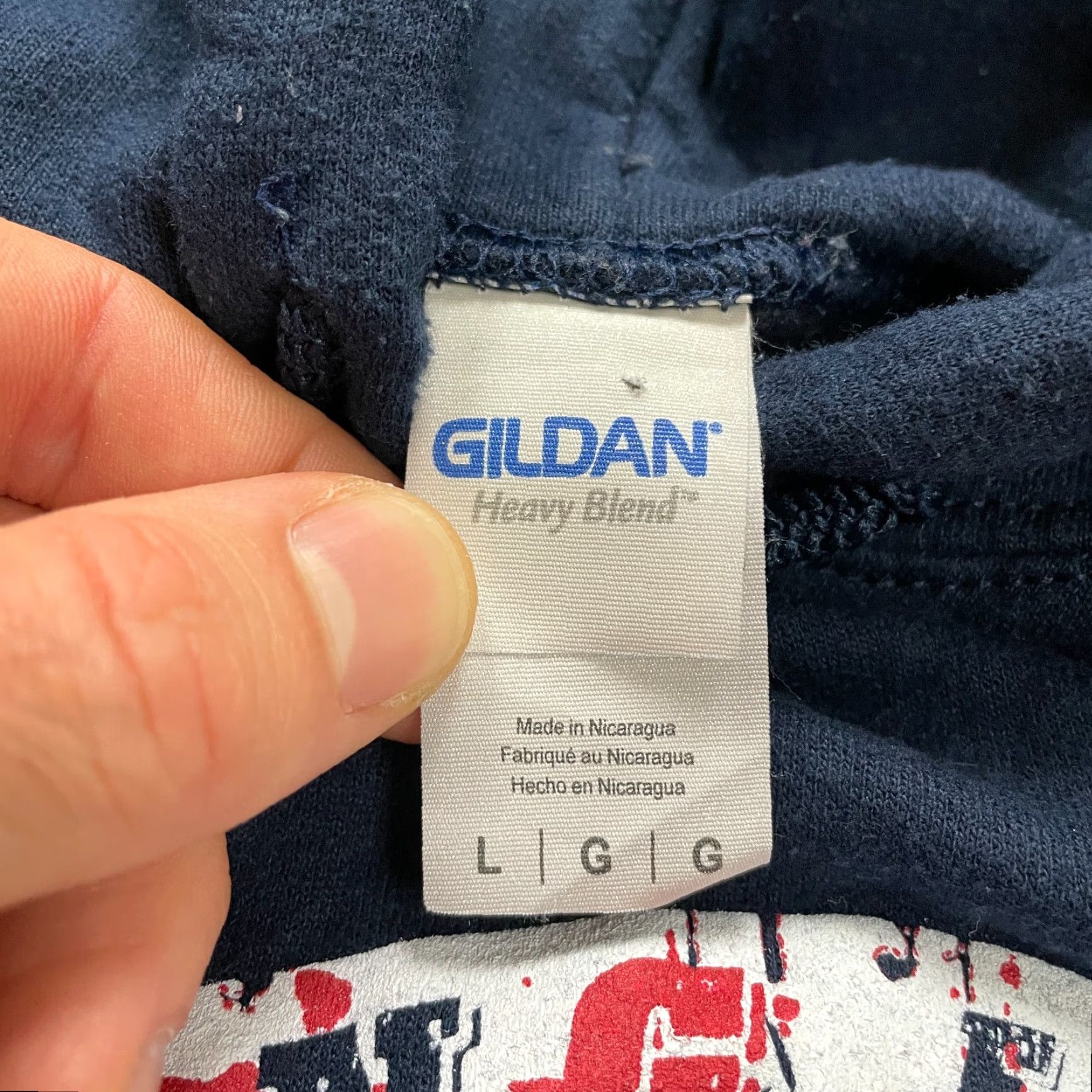 Gildan Gildan Heavy Blend Hoodie Pullover Men Large Navy Blue Sweatshirt Fleece Logo Size US L / EU 52-54 / 3 - 5 Thumbnail