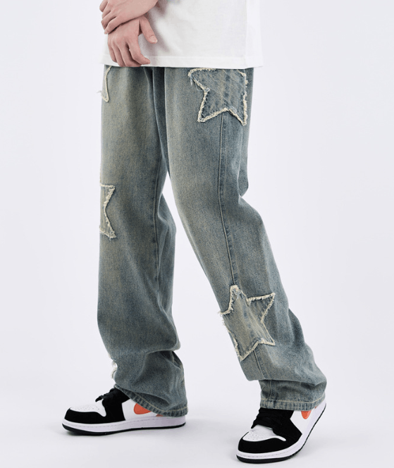 Japanese Brand × Jean Street hip-hop star patch embroidered casual jeans Size US 34 / EU 50 - 2 Thumbnail
