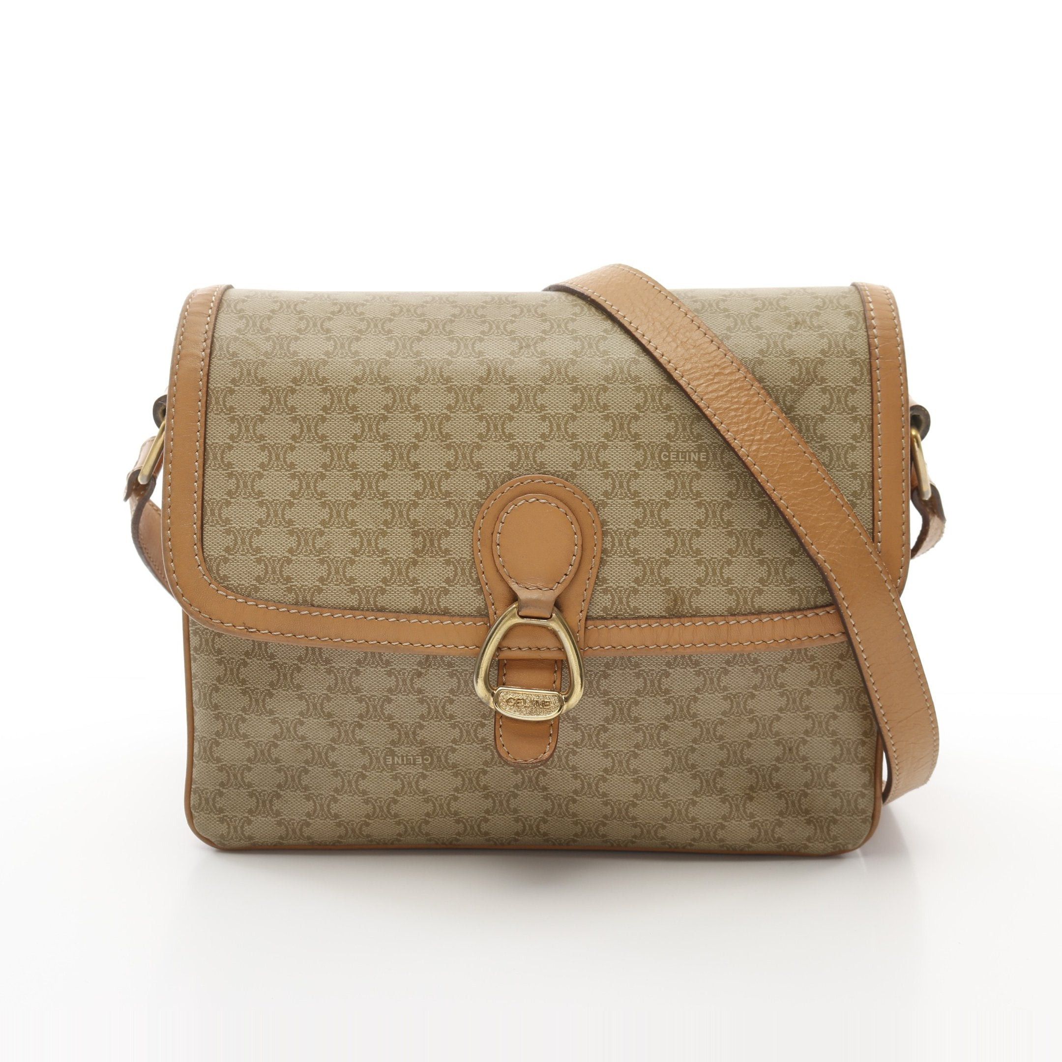 Celine Celine Macadam Shoulder Bag Leather Beige Size ONE SIZE - 1 Thumbnail