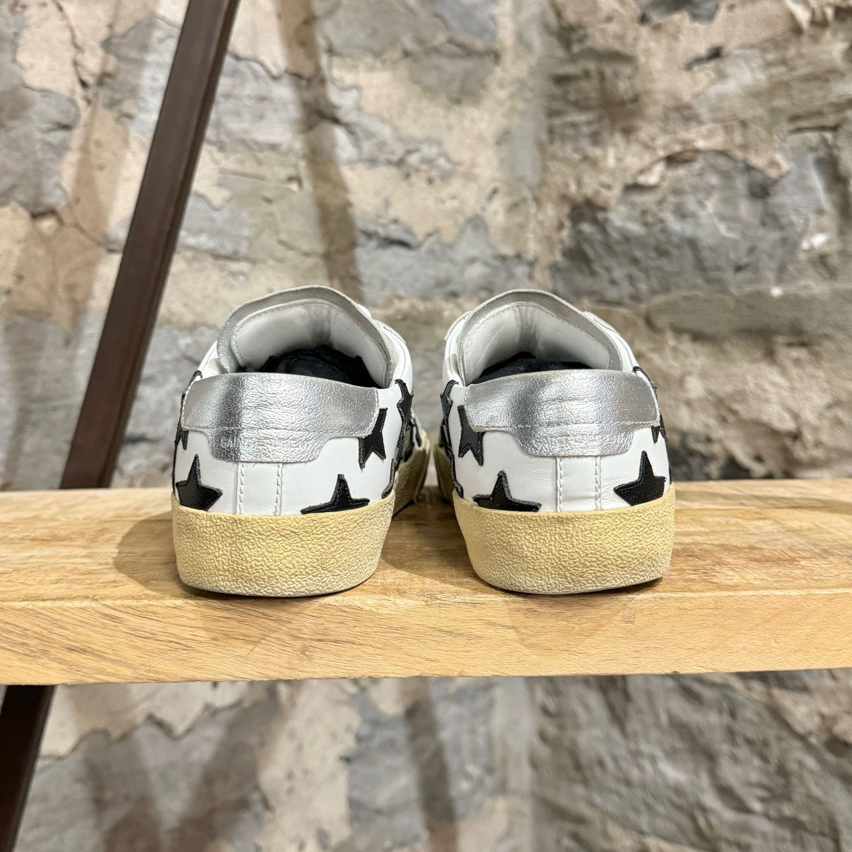 Saint Laurent Paris Saint Laurent White Leather Stars Appliqué Court Sneakers Size US 9.5 / IT 39.5 - 5 Thumbnail