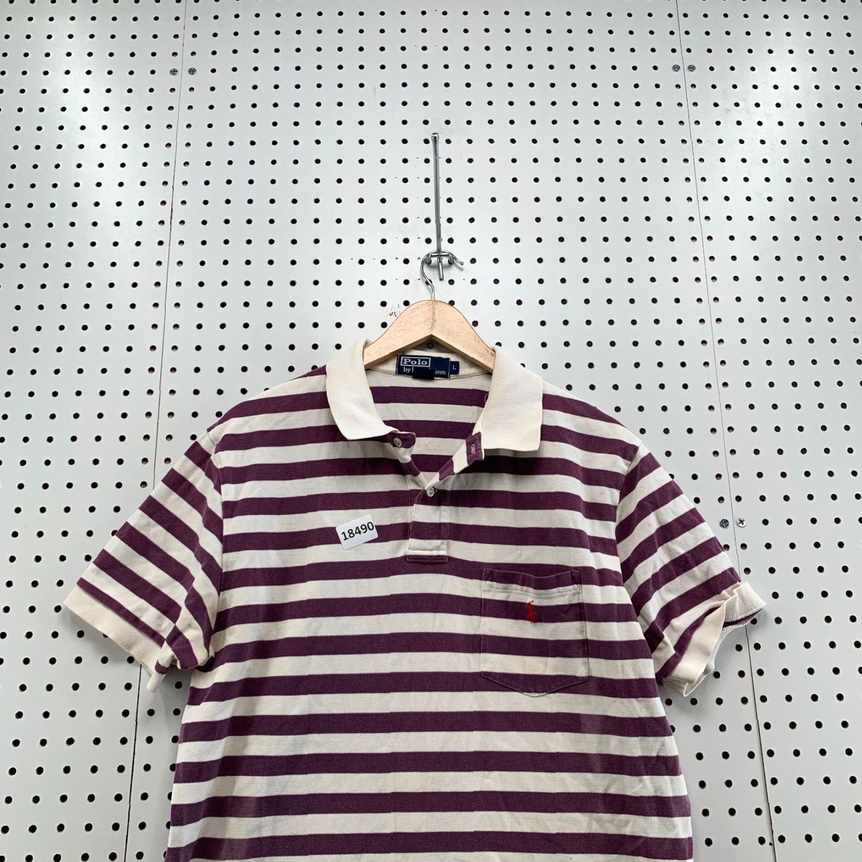Polo Ralph Lauren Polo Ralph Lauren Polo Shirt Striped White Purple Adult Large Short Sleeve Mens Polo Shirt Size US L / EU 52-54 / 3 - 5 Thumbnail
