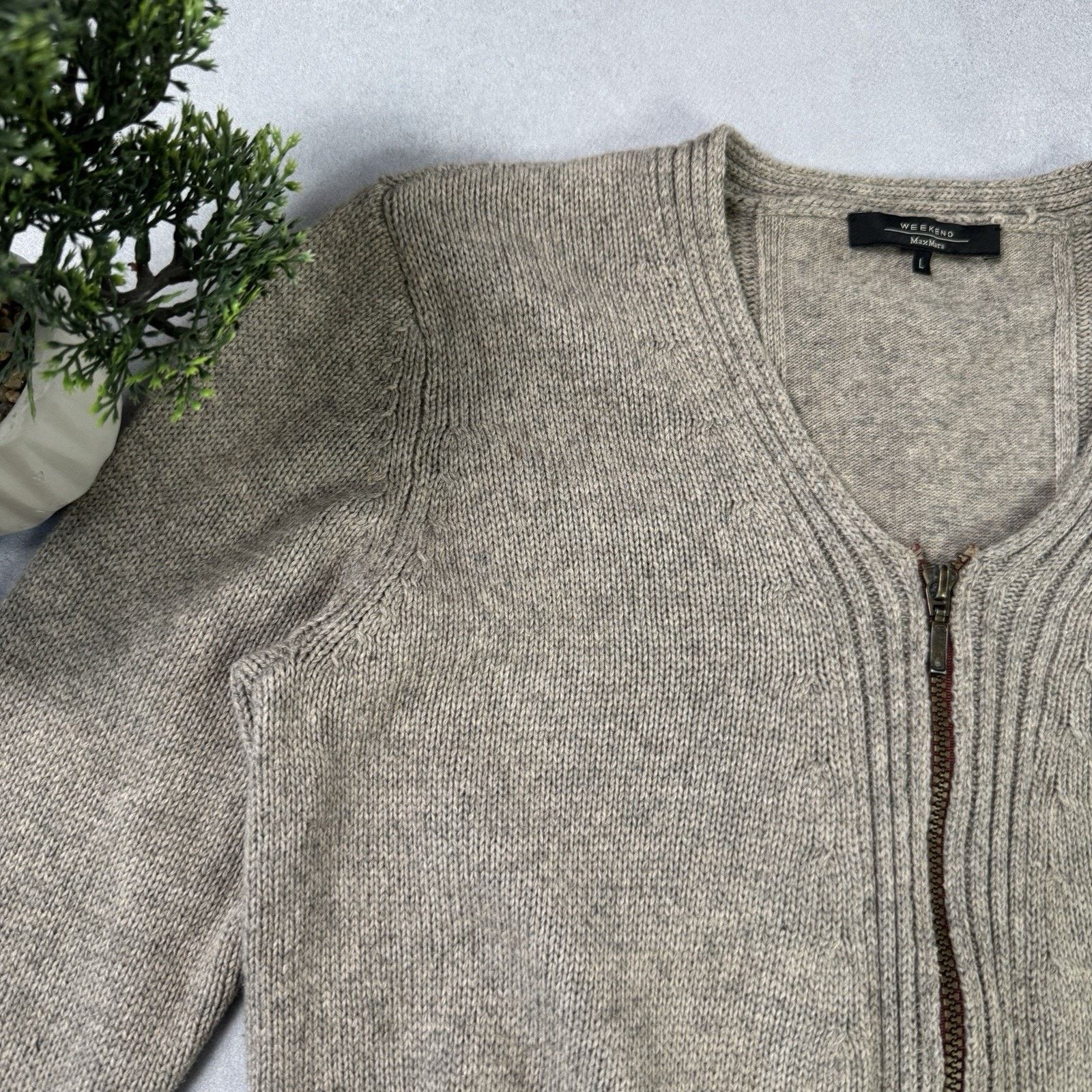 Weekend Max Mara Weekend Max Mara Women Cardigan Beige Zip Size L Size L / US 10 / IT 46 - 4 Thumbnail