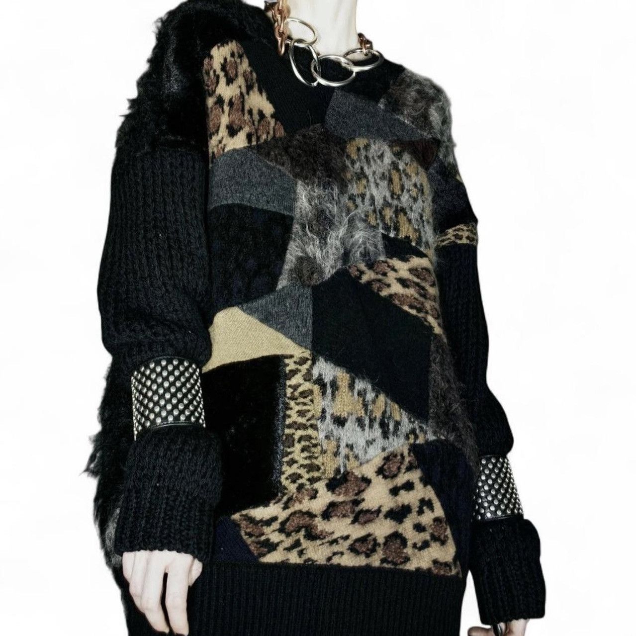 Junya Watanabe Junya Watanabe FW22 Leopard Patchwork Sweater Size US S / EU 44-46 / 1 - 6 Thumbnail