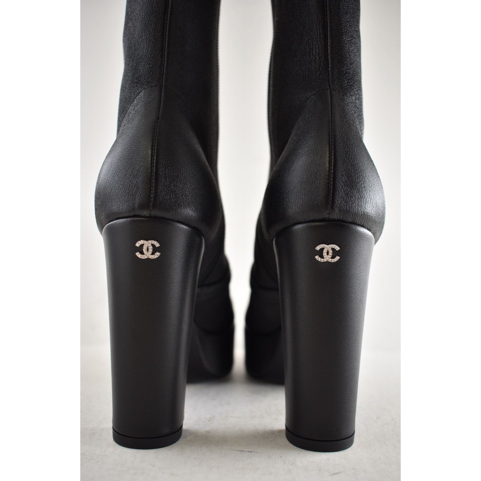 Chanel Chanel24K Stretch Lambskin CC Platform Knee High Boots 37.5C Size US 7.5 / IT 37.5 - 16 Thumbnail