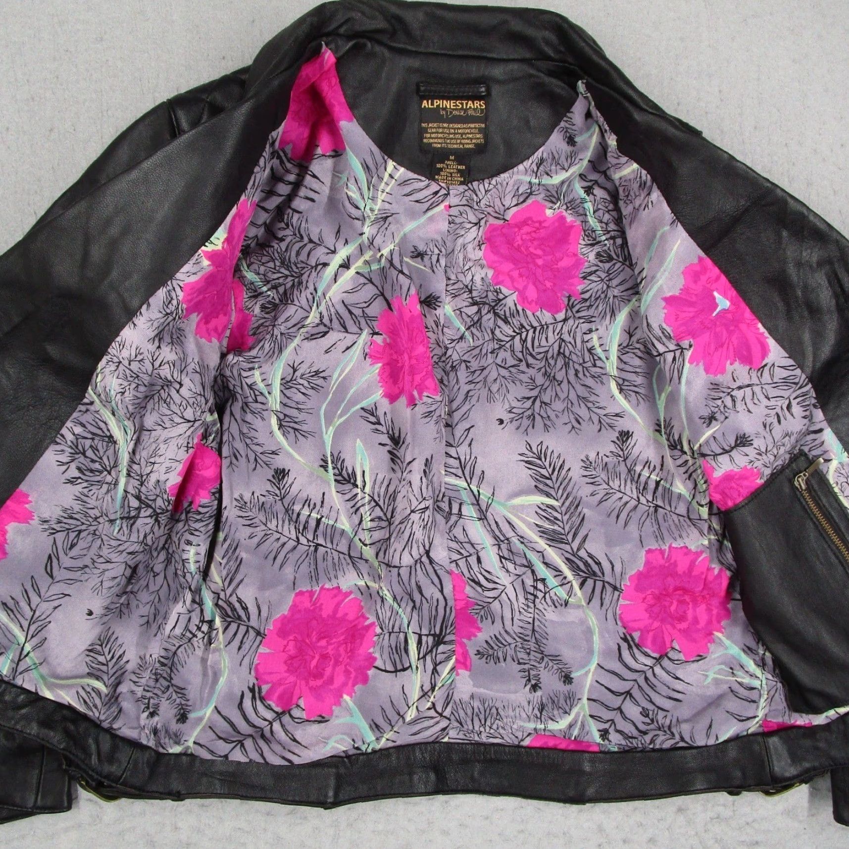 Alpinestars Alpinestars by Denise Focil Black Leather Moto Jacket Silk Lining Womens Medium Size M / US 6-8 / IT 42-44 - 3 Thumbnail