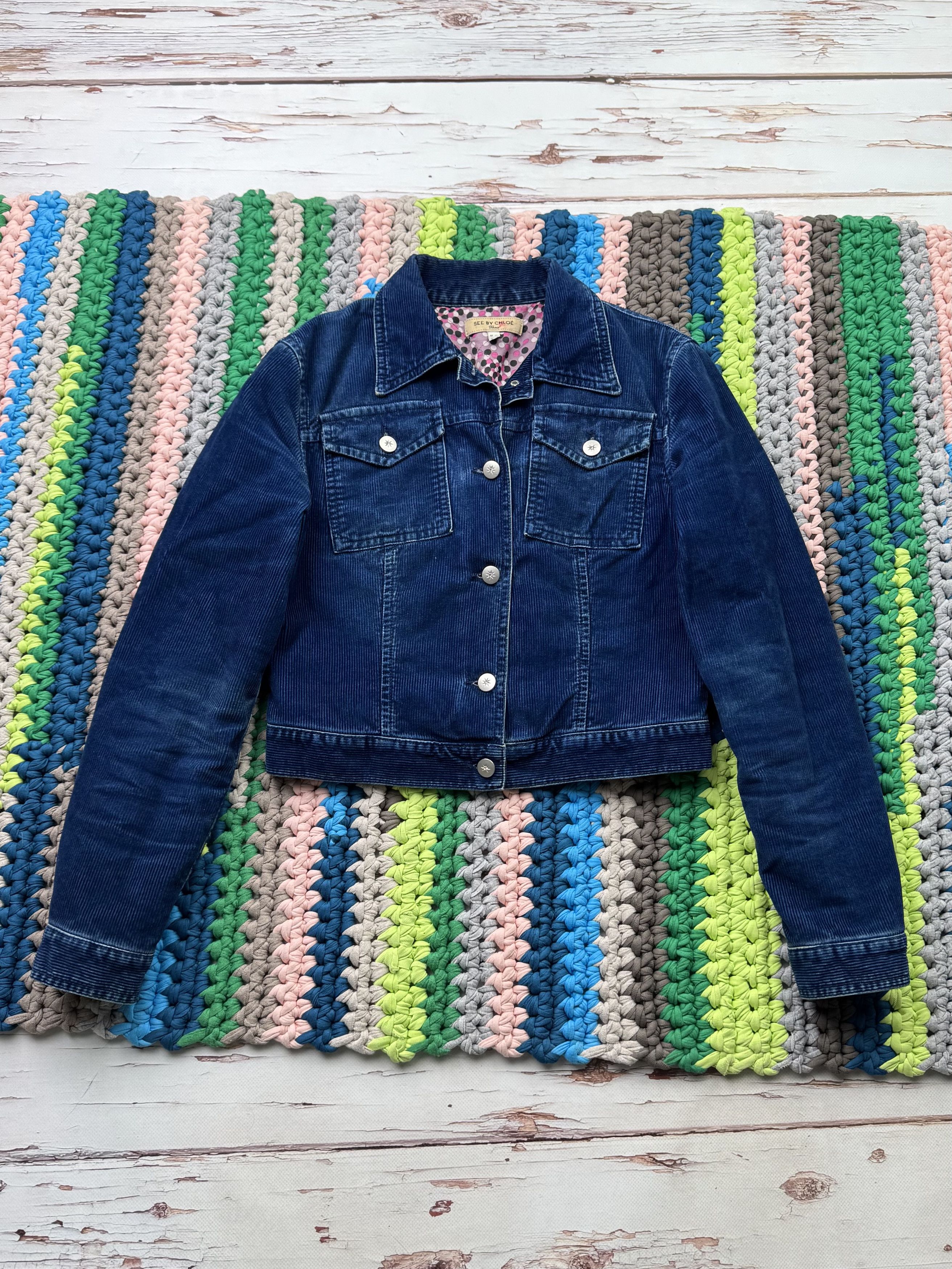 Chloe See by Chloe Vintage Cropped Corduroy Jacket (V172)(D10) Size XS / US 0-2 / IT 36-38 - 1 Thumbnail