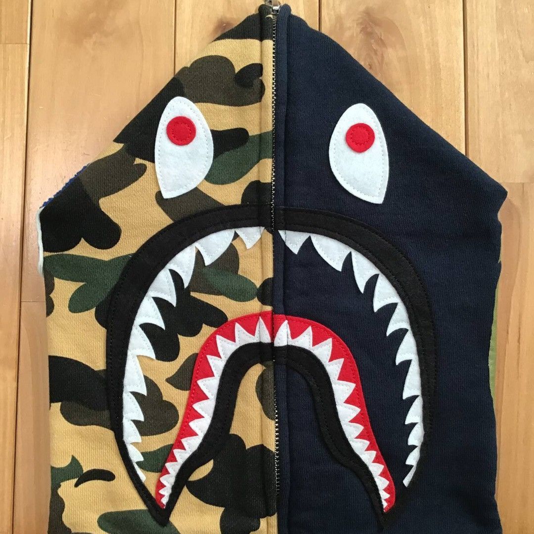 Bape BAPE logo shark full zip hoodie navy x 1st camo yellow APE Size US M / EU 48-50 / 2 - 4 Thumbnail