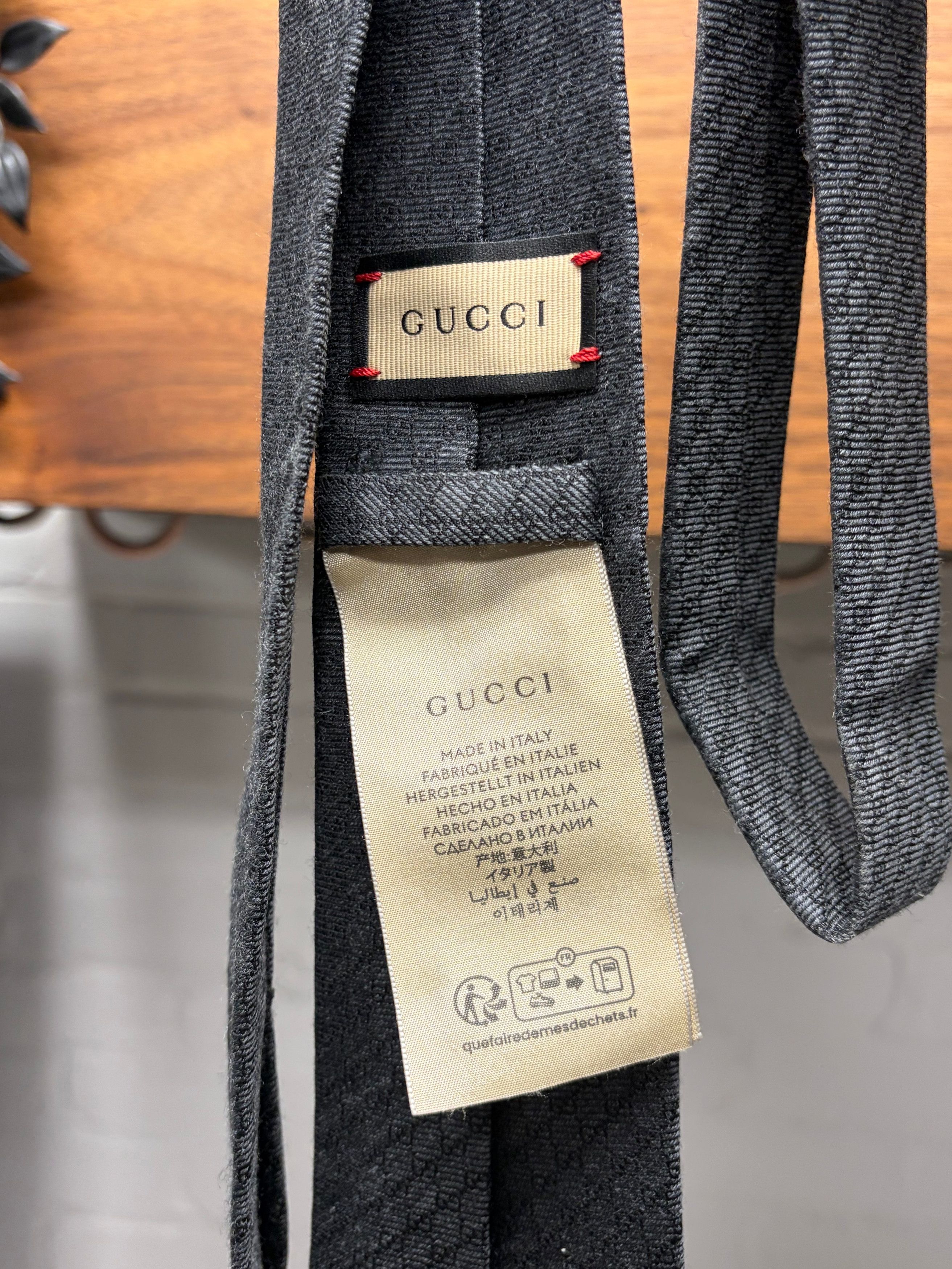 Gucci Gucci GG Micro Monogram Grey Silk Tie Size ONE SIZE - 3 Thumbnail