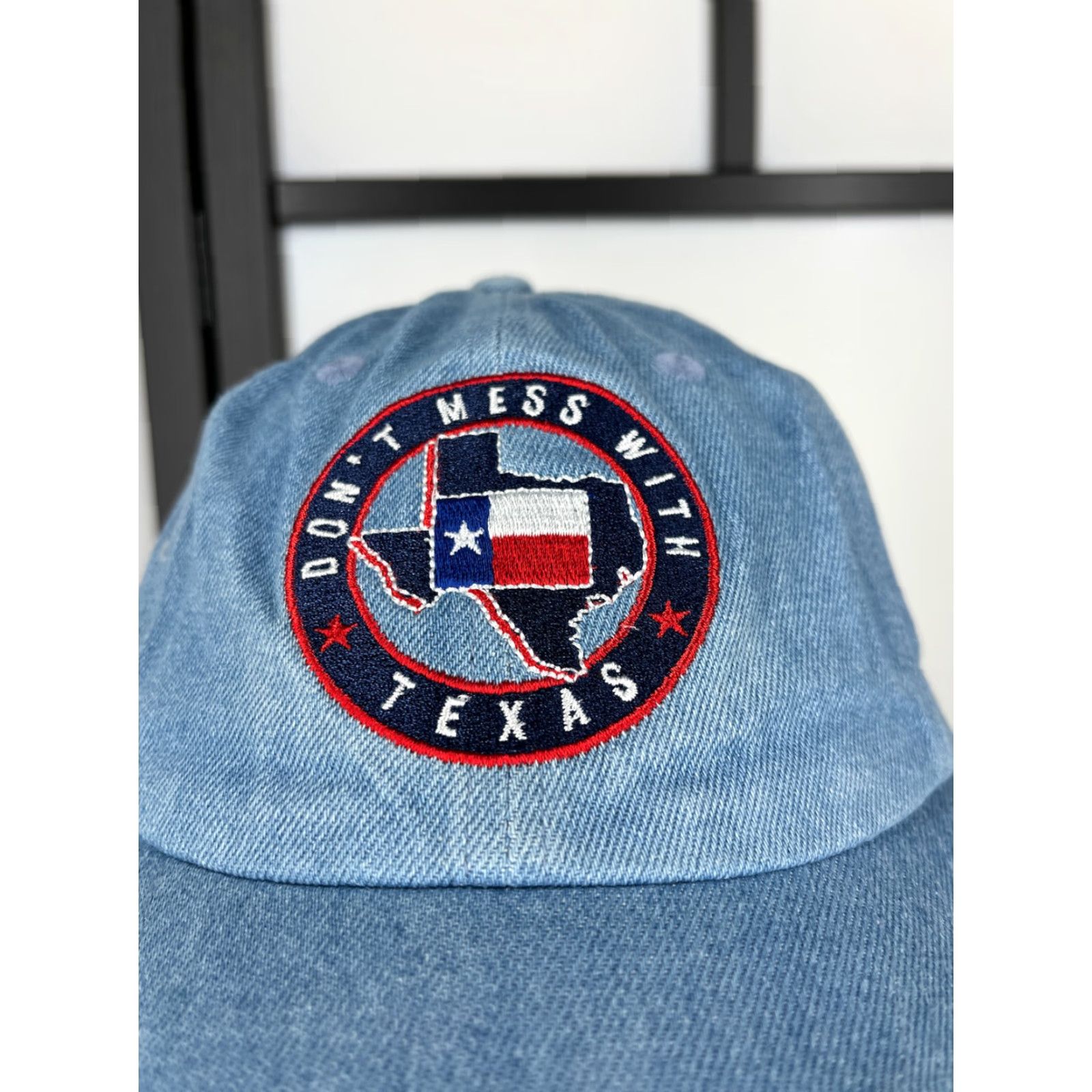 Vintage Captain Travel Hat Cap Strap Back Women Blue Denim Cotton Texas Embroidered 2A D Size ONE SIZE - 2 Thumbnail