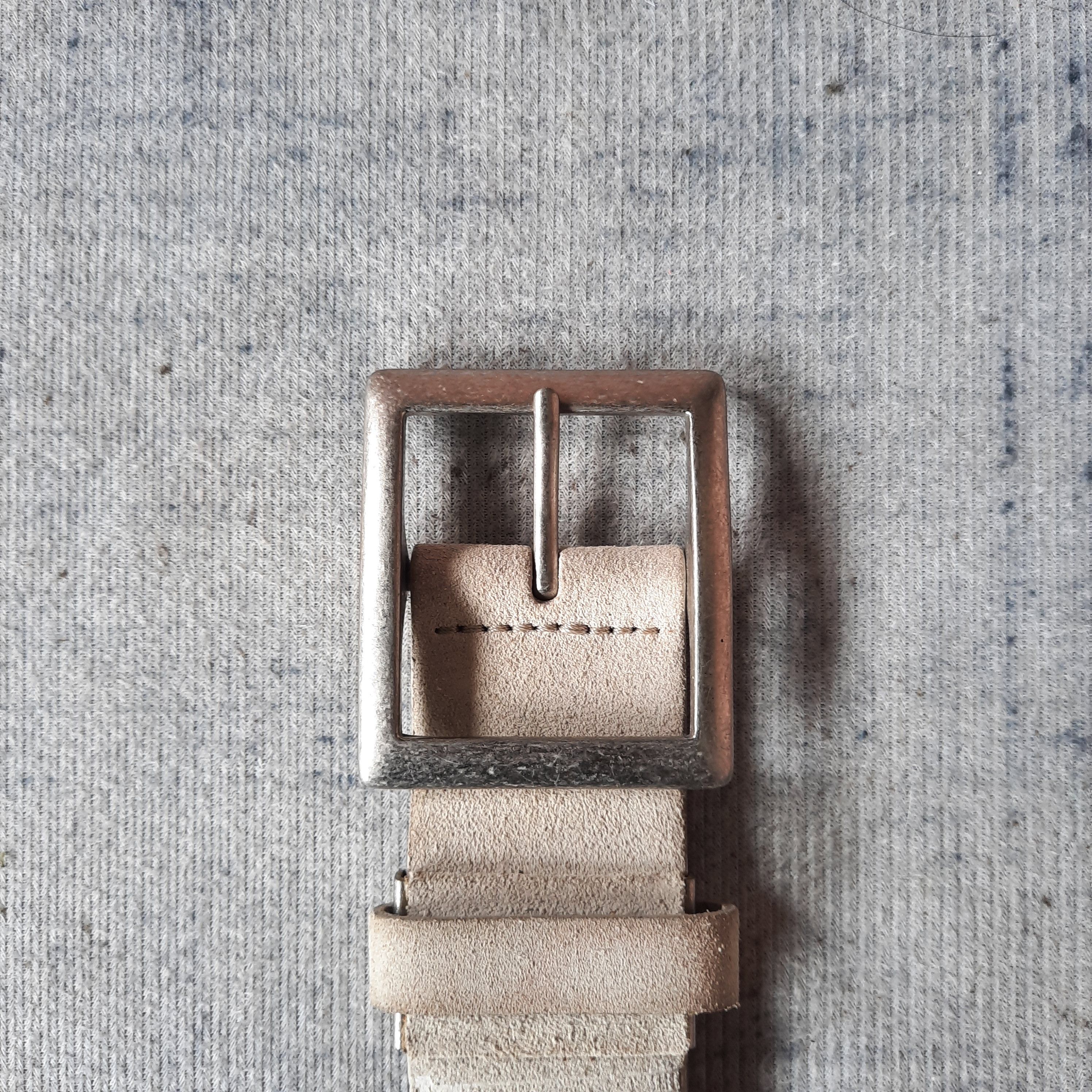 Japanese Brand ⚒️ Garrison punk style white suede leather belt Size ONE SIZE - 3 Thumbnail