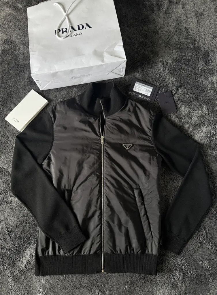 Prada Prada Black Sweatshirt & Wool Jacket with Re-Nylon Details Size US M / EU 48-50 / 2 - 1 Thumbnail