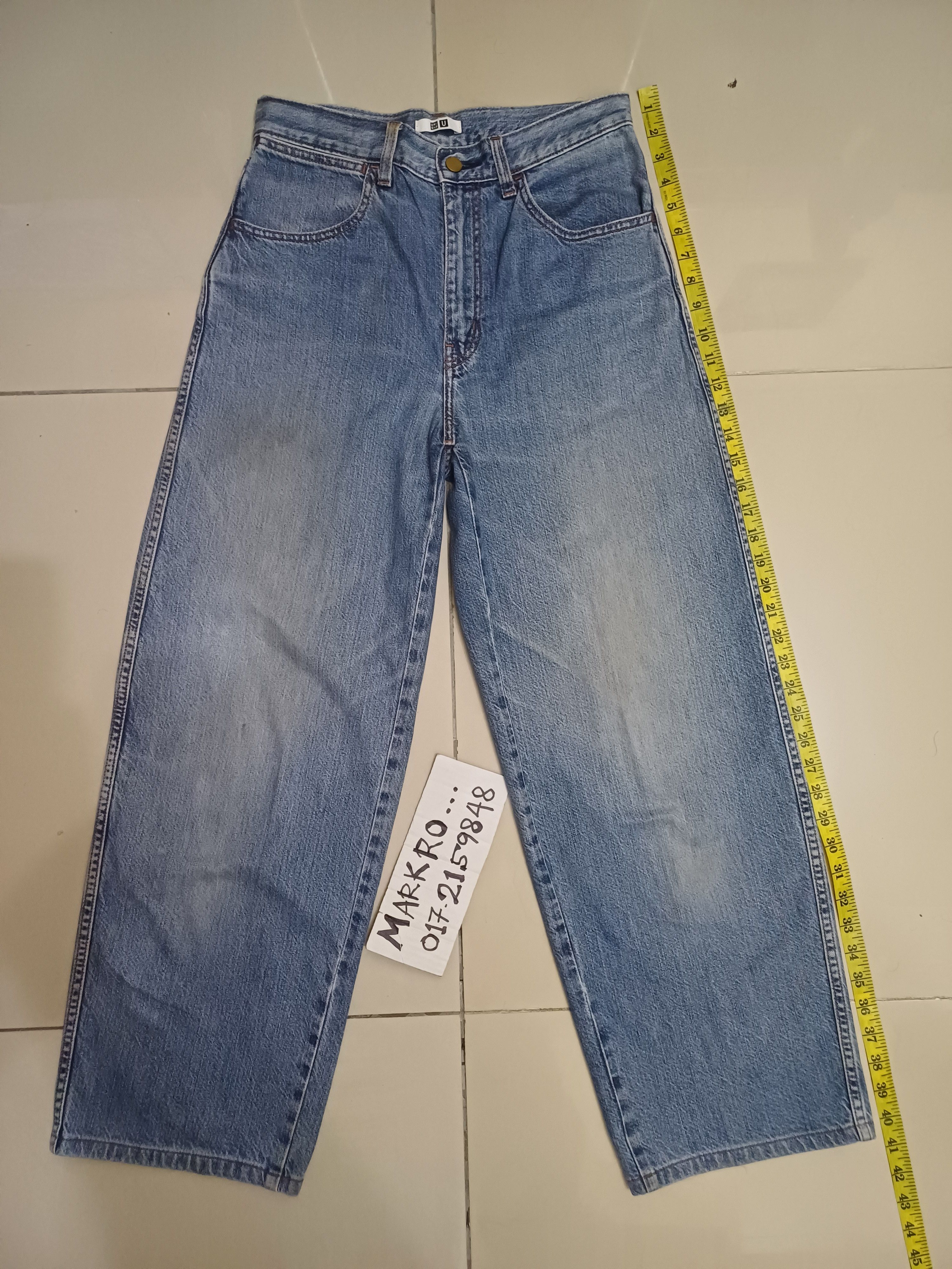 image of Christophe Lemaire x Lemaire Uniqlo U Lemaire Wide Leg Baggy Denim Jeans in Bleu, Men's (Size 30)