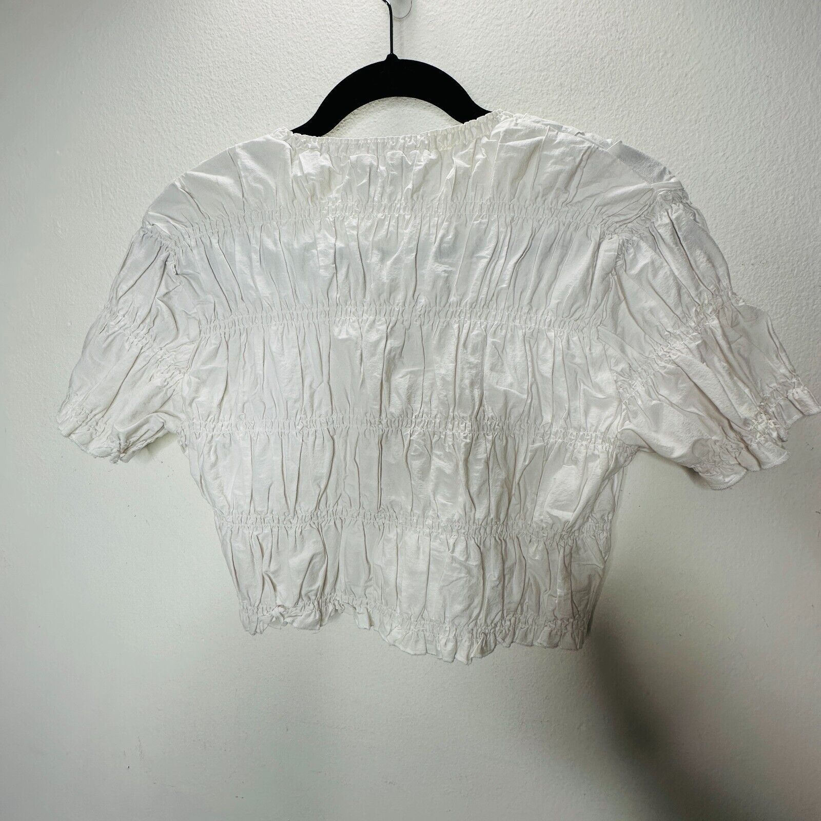 Other Kendal & Kylie White Ruched Short Sleeve Round Neck Crop Top Size M / US 6-8 / IT 42-44 - 4 Thumbnail