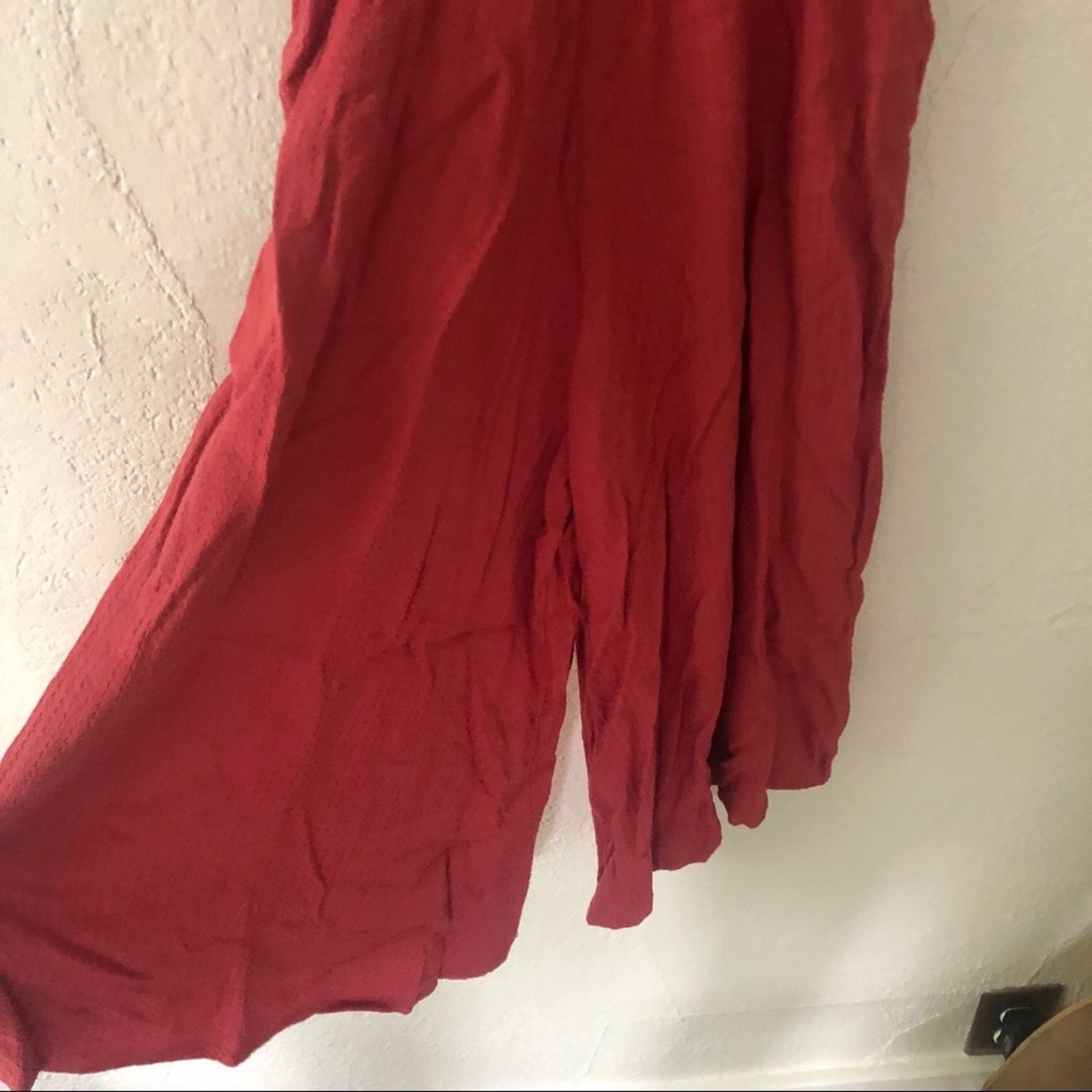 L.A. Roxx ROXY Rose Red Tank Top Floral Wide Leg Crop Pant Jumpsuit Size 27" / US 4 / IT 40 - 6 Thumbnail