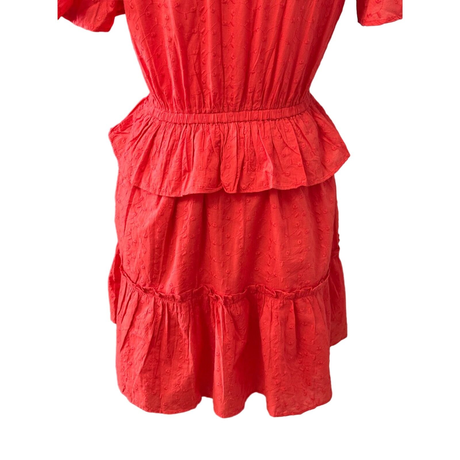 Other NSR Kailani Dress Tiered VNeck Eyelet Lace Cotton Red S NWOT Size S / US 4 / IT 40 - 6 Thumbnail
