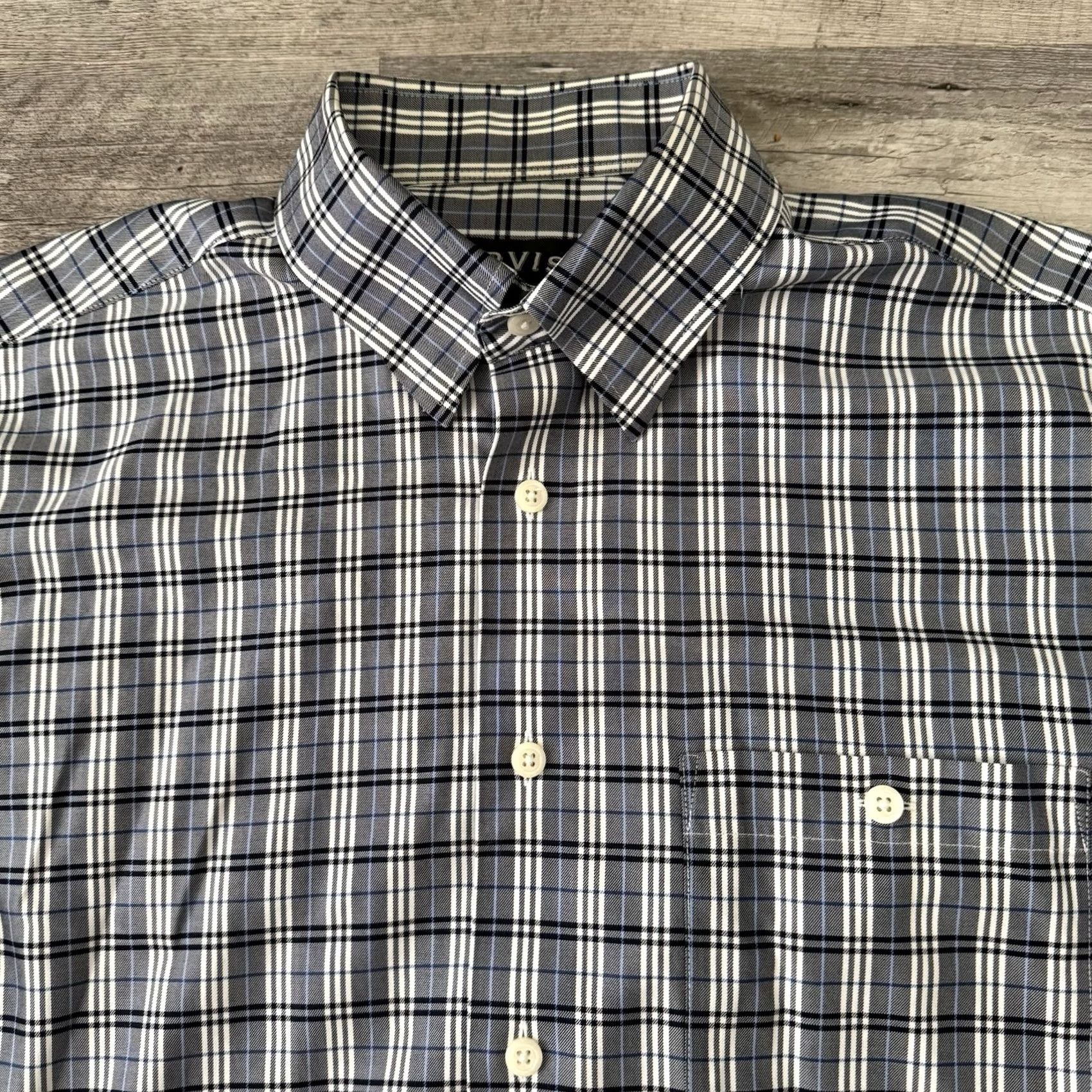 Orvis Orvis Mens Large Blue Plaid Wrinkle Free Cotton Button-Up Shirt Size US L / EU 52-54 / 3 - 6 Thumbnail