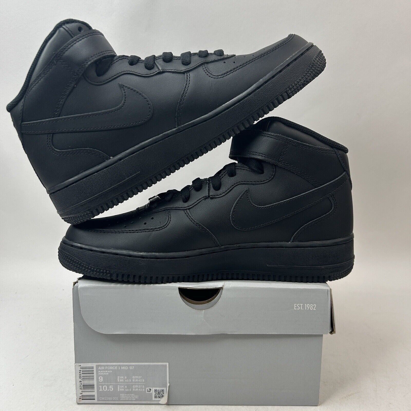 Nike Nike Air Force 1 Mid '07 "Triple Black" 2024 Size US 9 / EU 42 - 3 Thumbnail