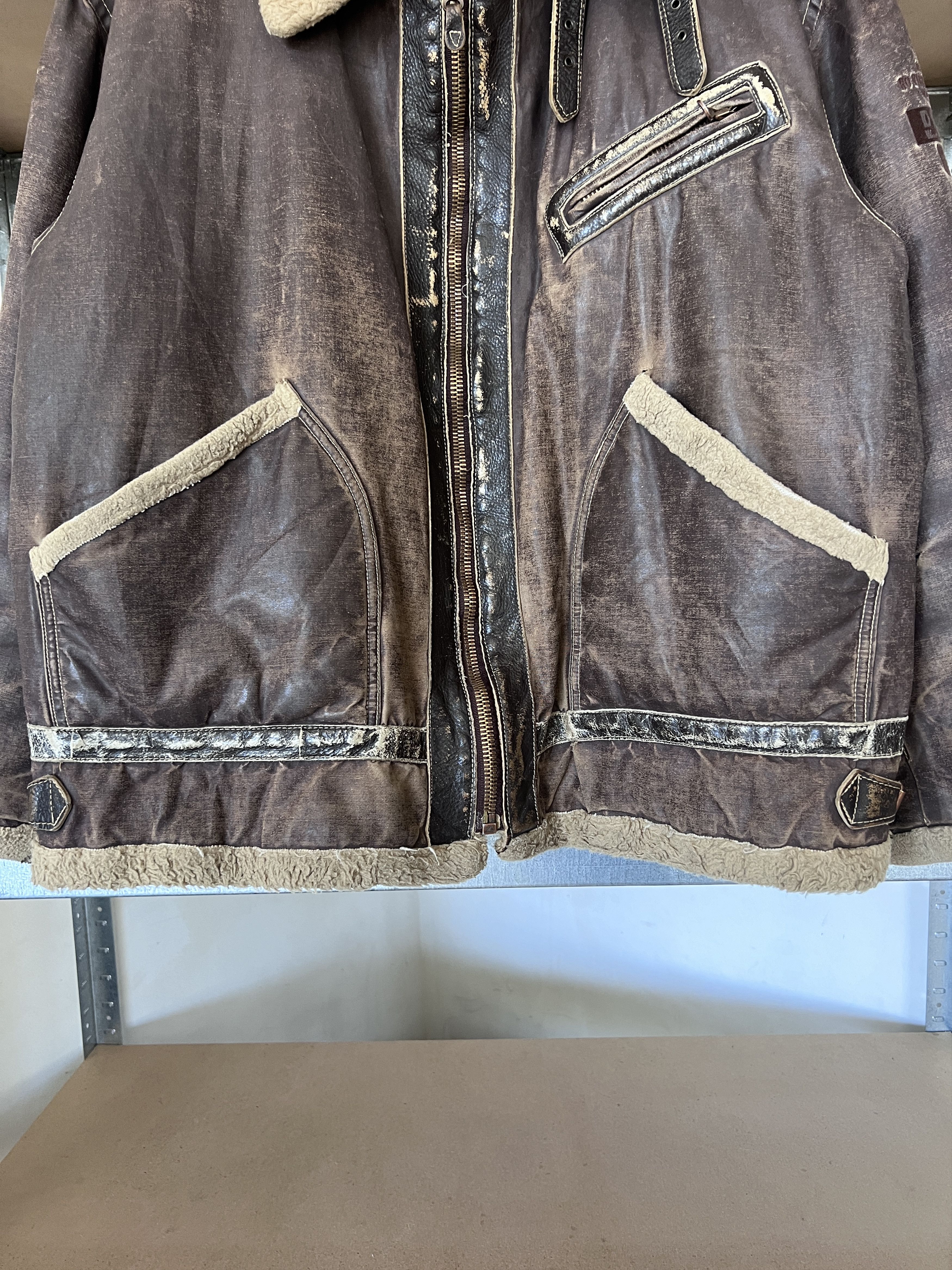 Diesel Diesel Vintage DMB 1955 Wax Sheepskin Distressed Jacket Size US XXL / EU 58 / 5 - 11 Thumbnail