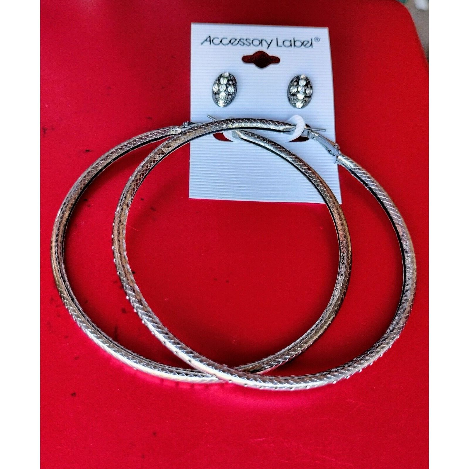 Other 2 Pairs Earrings Hoops Studs Fashion Jewelry Alloy Lot 3.5 i Size ONE SIZE - 12 Thumbnail