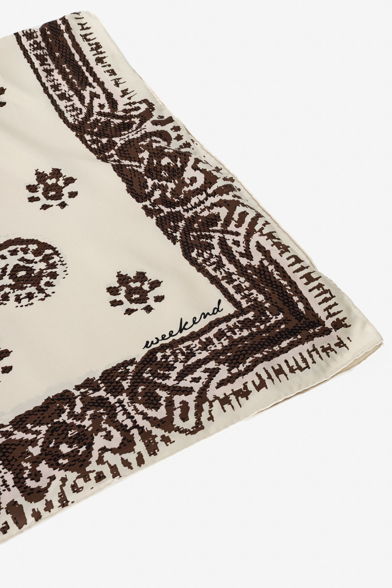 Weekend Max Mara Weekend Max Mara Betulla Beige Printed Silk Shawl Size ONE SIZE - 2 Thumbnail