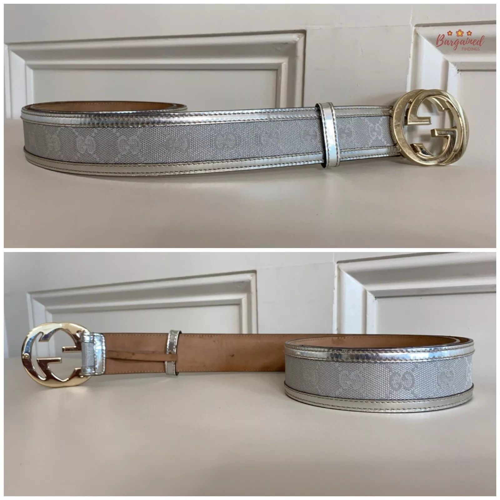 Gucci Gucci Monogram Leather Gold Interlocking G Buckle Belt Size 32 - 8 Thumbnail