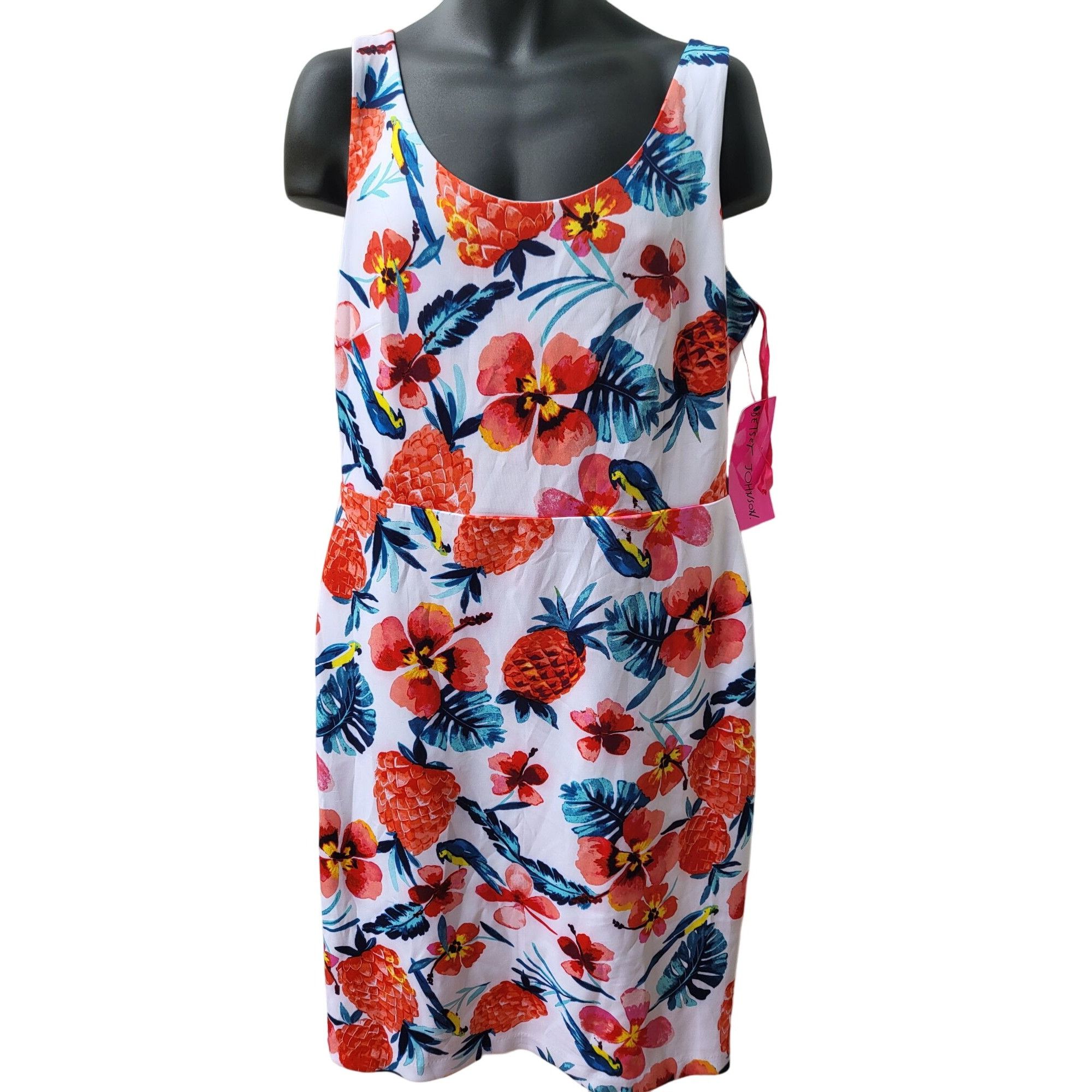Betsey Johnson Ivory Muti Bodycon Dress Women Sz 16 Cap Slee