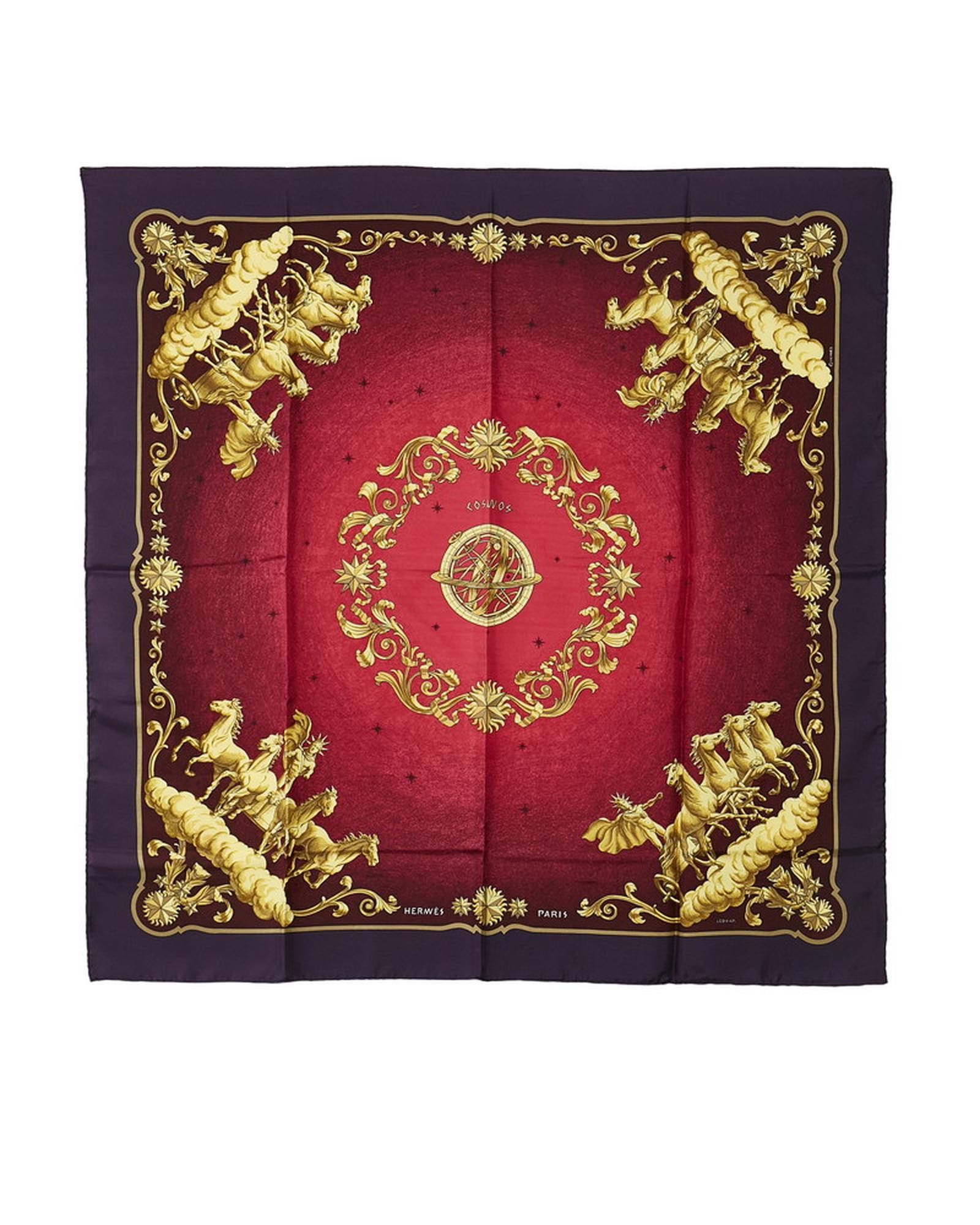 image of Hermes Cosmos Design Silk Scarf in Purple, Women's