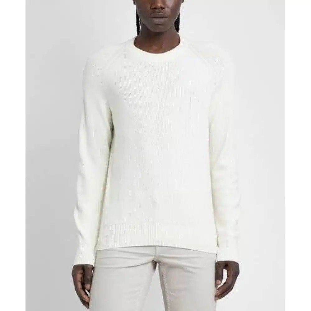 Tom Ford o1loc1c0425 KCL023 Wool Silk Rib Sweater in White Size US XXL / EU 58 / 5 - 1 Preview